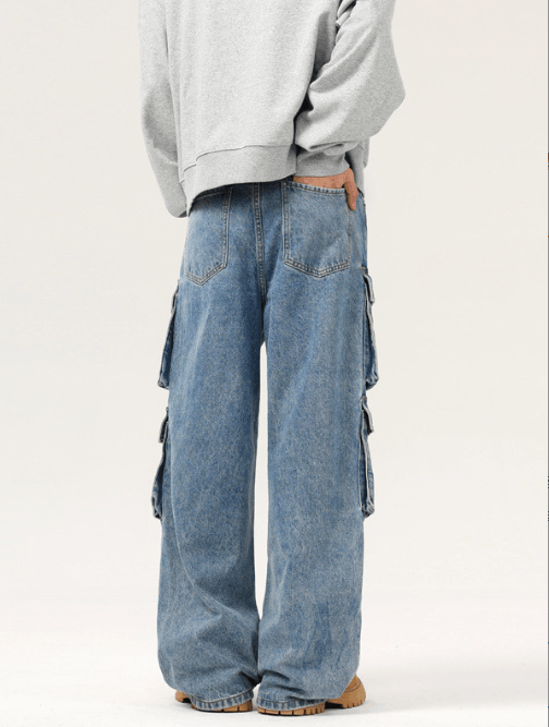 Japanese Brand American style high street washed multi-pocket cargo jeans Size US 32 / EU 48 - 4 Thumbnail