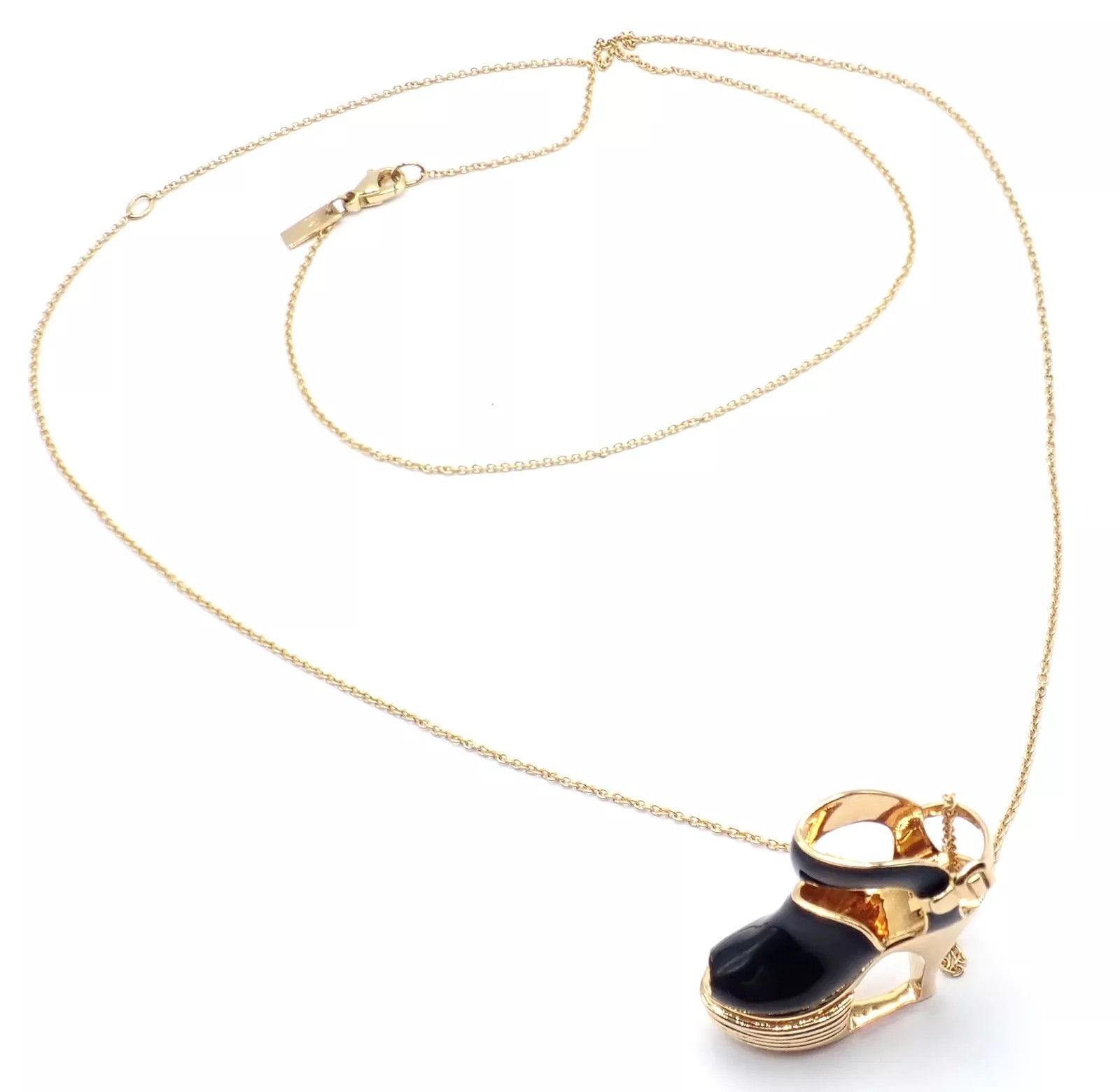 Salvatore Ferragamo 18K Yellow Gold Enamel Shoe Pendant Necklace Size ONE SIZE - 9 Thumbnail