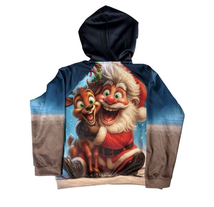 Other Santa Reindeer Full Zip Hoodie XXL Graphic Sweatshirt Unisex Size XXL / US 16-18 / IT 52-54 - 2 Thumbnail