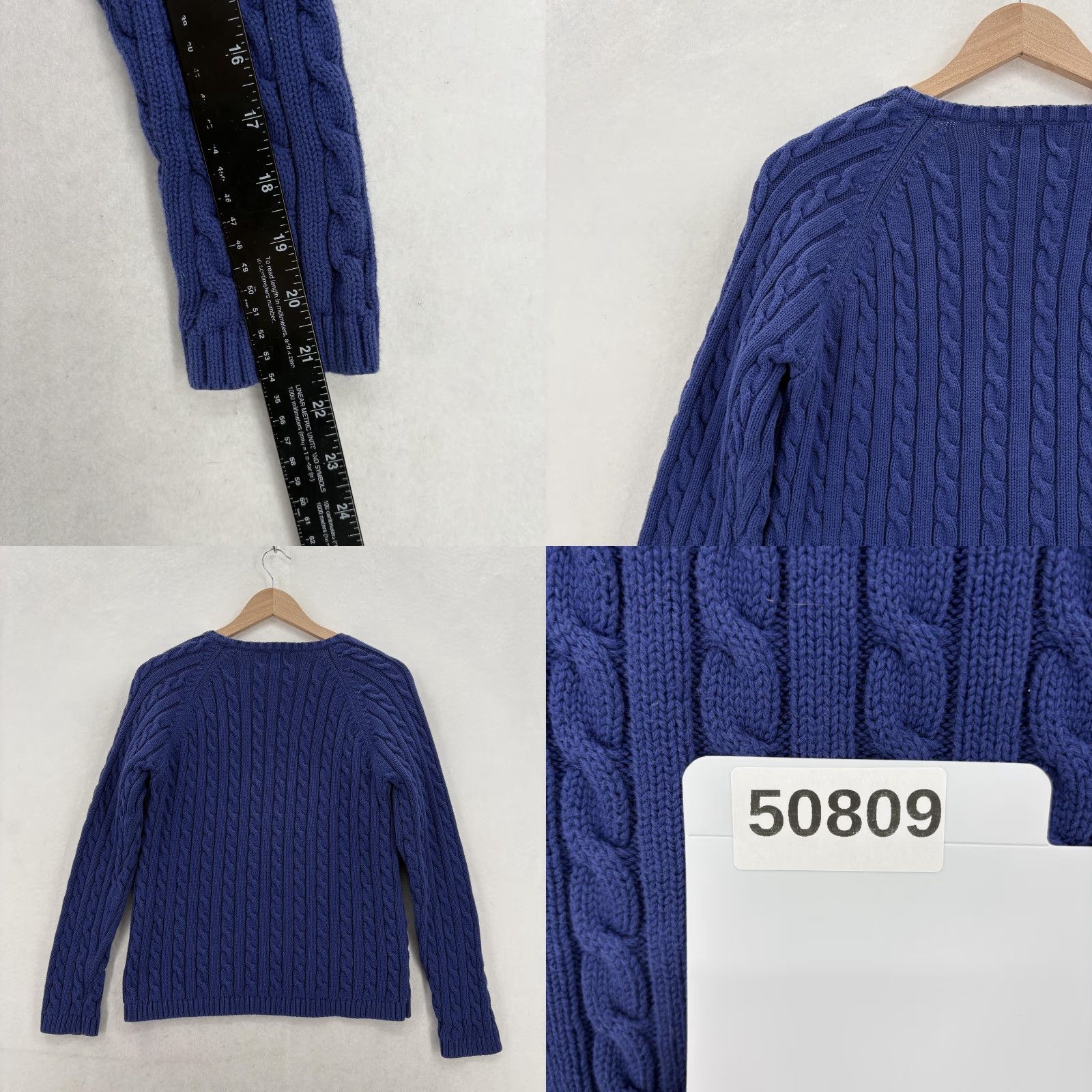 Vintage VINTAGE L.L.Bean Sweater Womens M Blue Cable-Knit Crew Neck Pullover Fisherman 90s Casual Womens Regular Knit Size M / US 6-8 / IT 42-44 - 8 Thumbnail