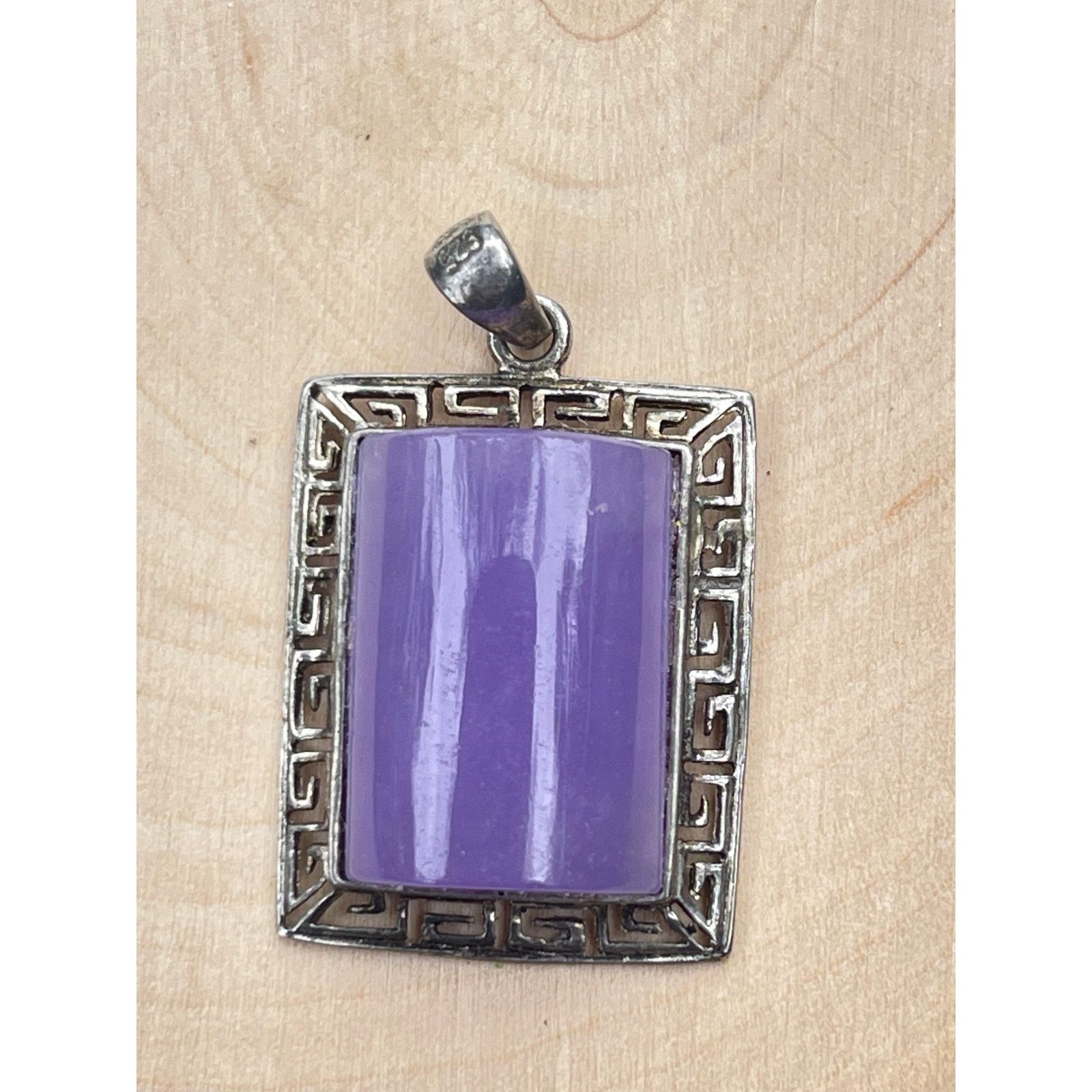 Vintage Vintage Purple Jade Sterling Silver Pendant Signed Goldstone Size ONE SIZE - 6 Thumbnail