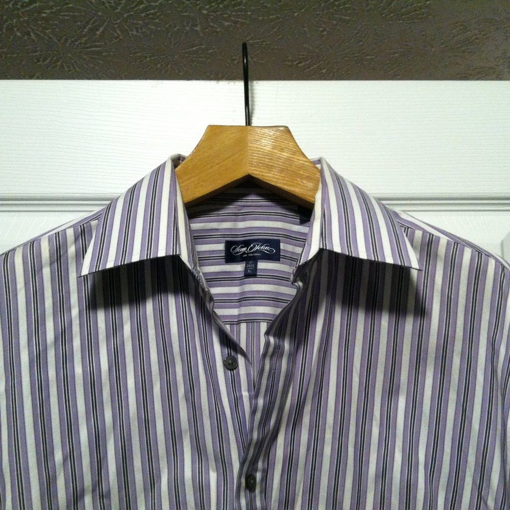 Sean John SEAN JOHN MEN'S LAVENDER 100%COTTON DRESS SHIRT 17/34-35 Size US XL / EU 56 / 4 - 1 Thumbnail