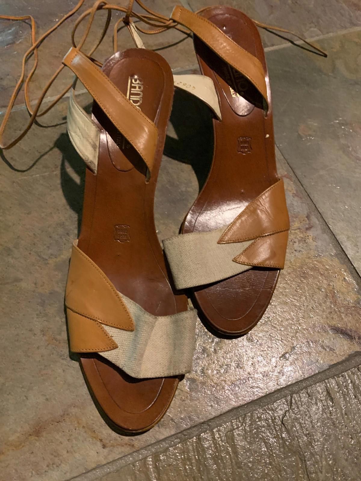 Designer Womens Bandalino Wedge Sandals Lace Up Size 10M ITALY (S614) Size US 10 / IT 40 - 8 Thumbnail