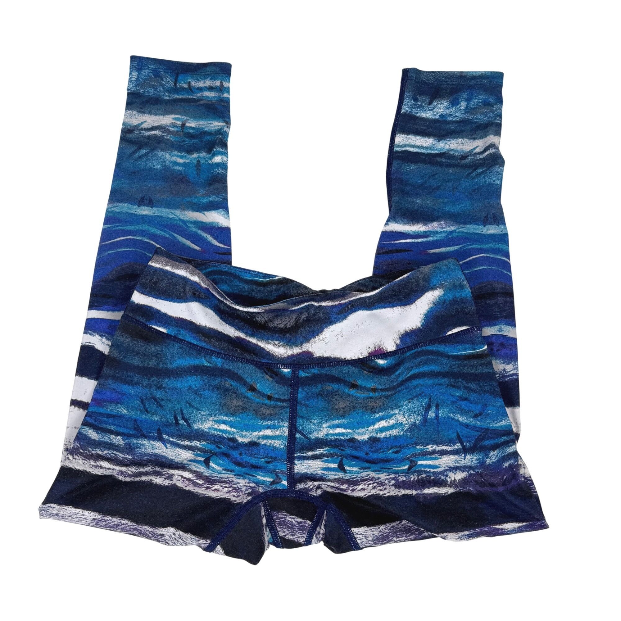 Other Apana Women's Athletic Leggings Blue Wave Pattern Size S Size 26" / US 2 / IT 38 - 1 Thumbnail