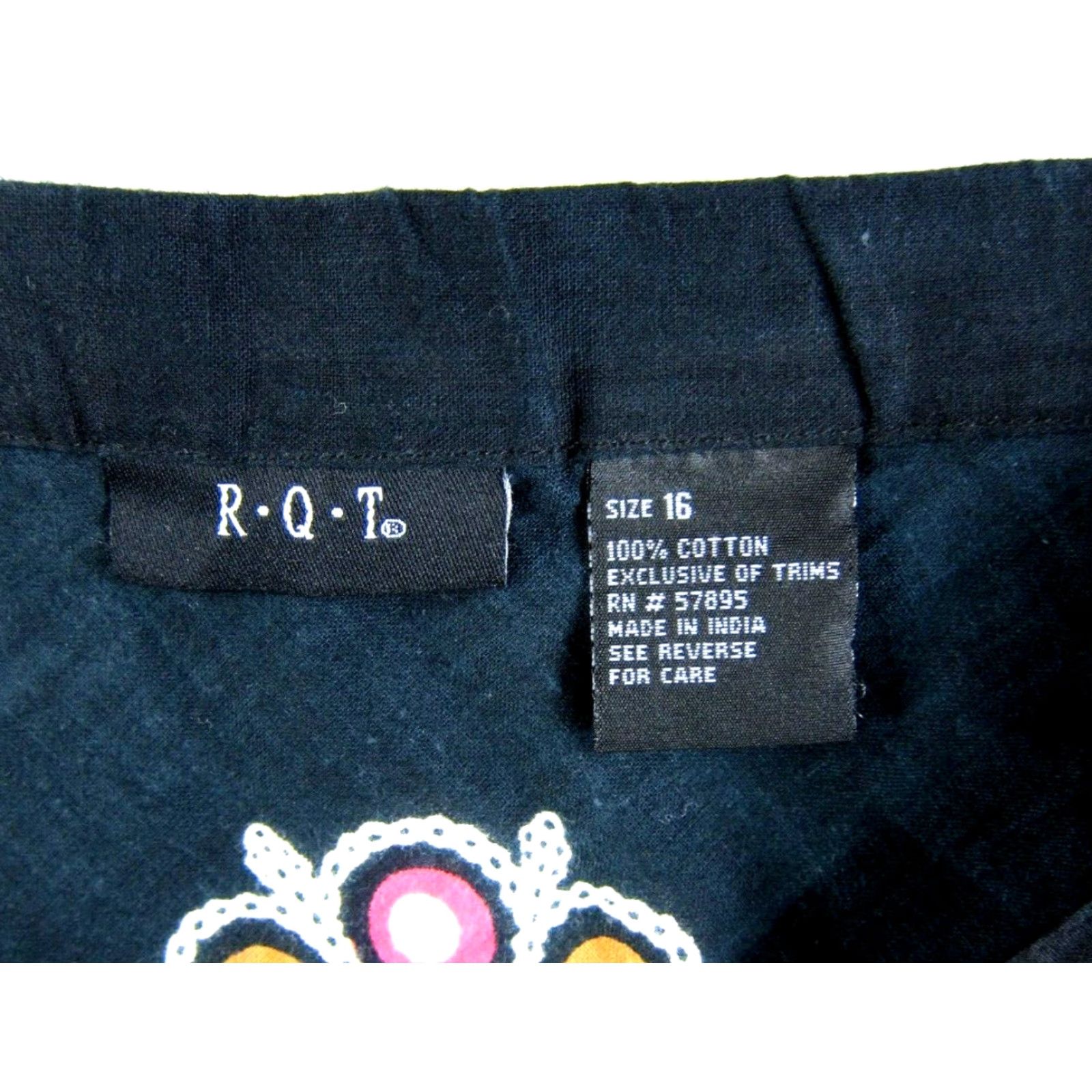 Pinko R-Q-T Black Pink Blue White 100% Cotton Beaded Long Maxi Skirt Woman Size 16 Size 38" / US 16 / IT 52 - 5 Thumbnail
