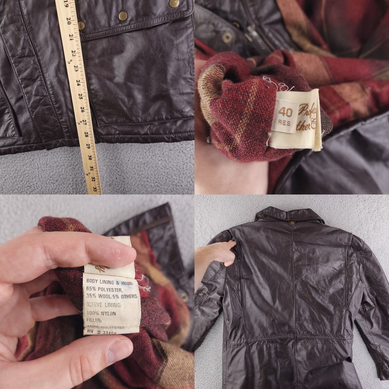Vintage VINTAGE Star Leather jacket Mens Large Brown Real Genuine Flannel Lined Wetsern Size US L / EU 52-54 / 3 - 8 Thumbnail