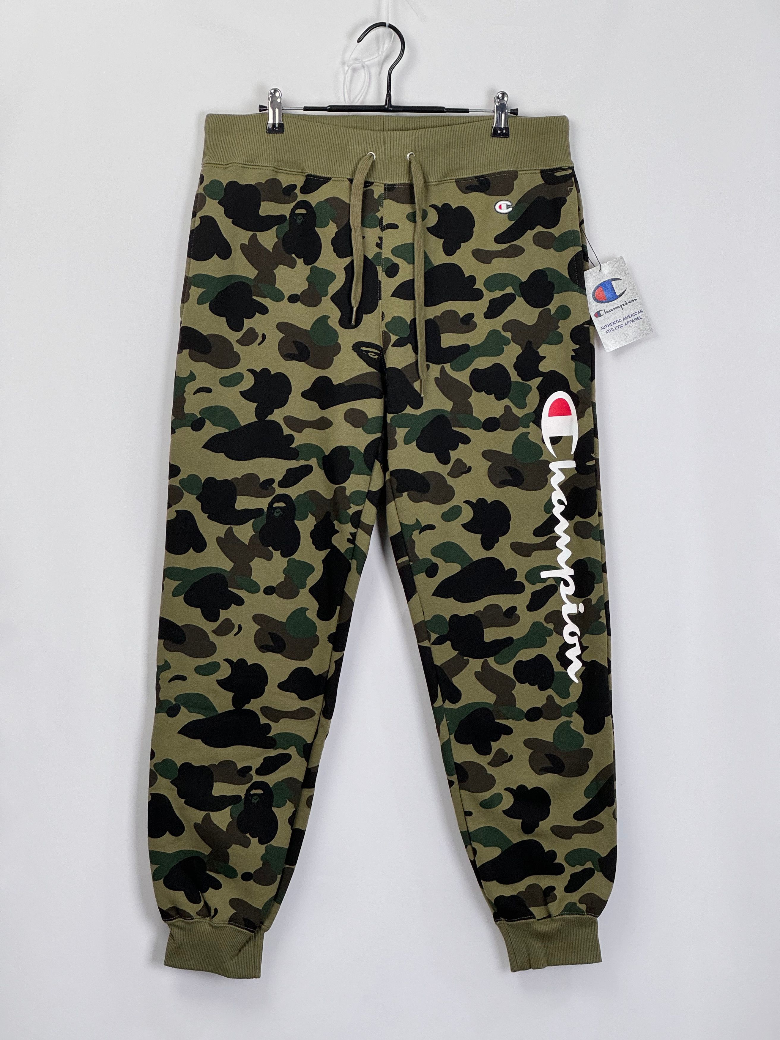 Bape Champion NEW WITH TAG BAPE x Champion 1st Camo Sweatpants Size XL Grailed