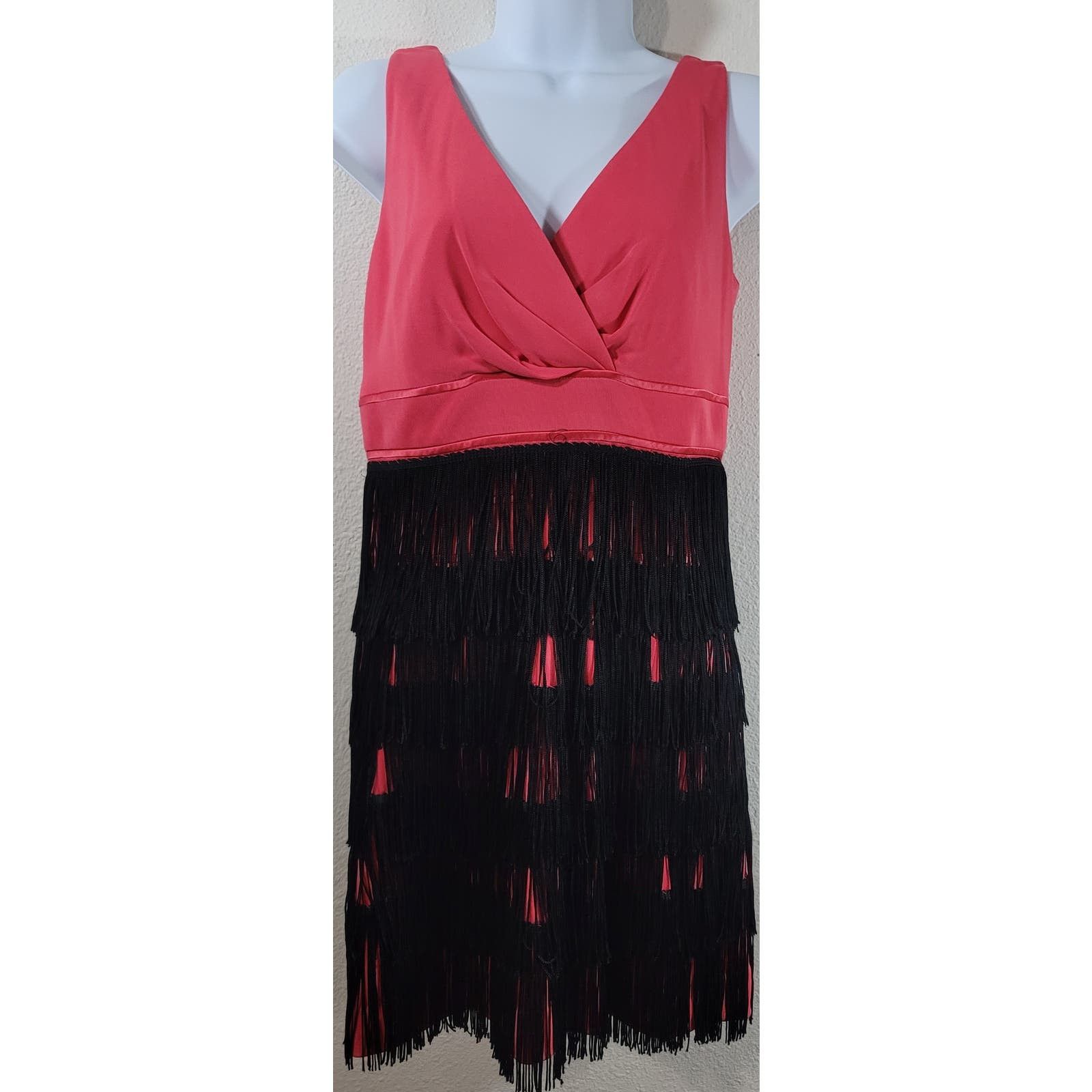 Other Kay Unger Coral Crisscross Bodice Fringe Skirt Dress 6 Size M / US 6-8 / IT 42-44 - 1 Preview