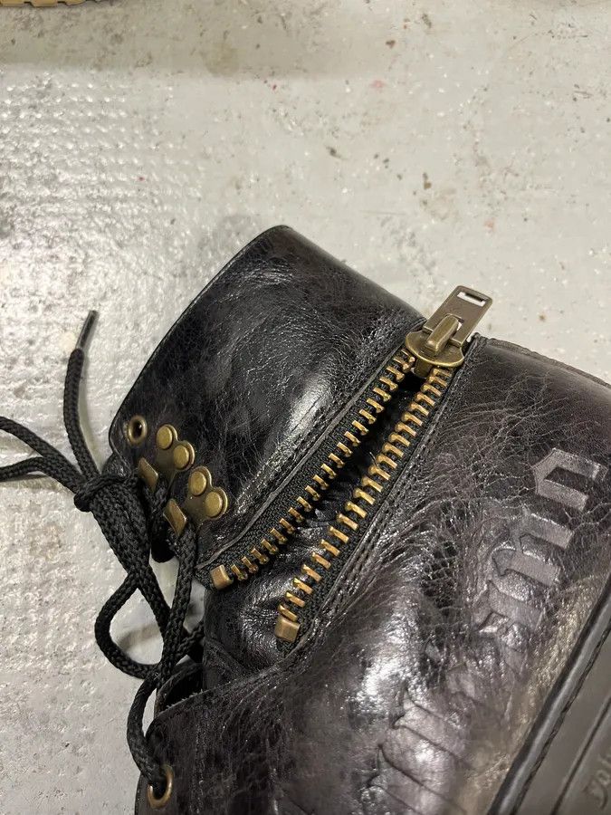 Designer × John Galliano × Vintage 2000s John Galliano Black Eroded Leather High Shoes Size US 7 / EU 40 - 6 Thumbnail