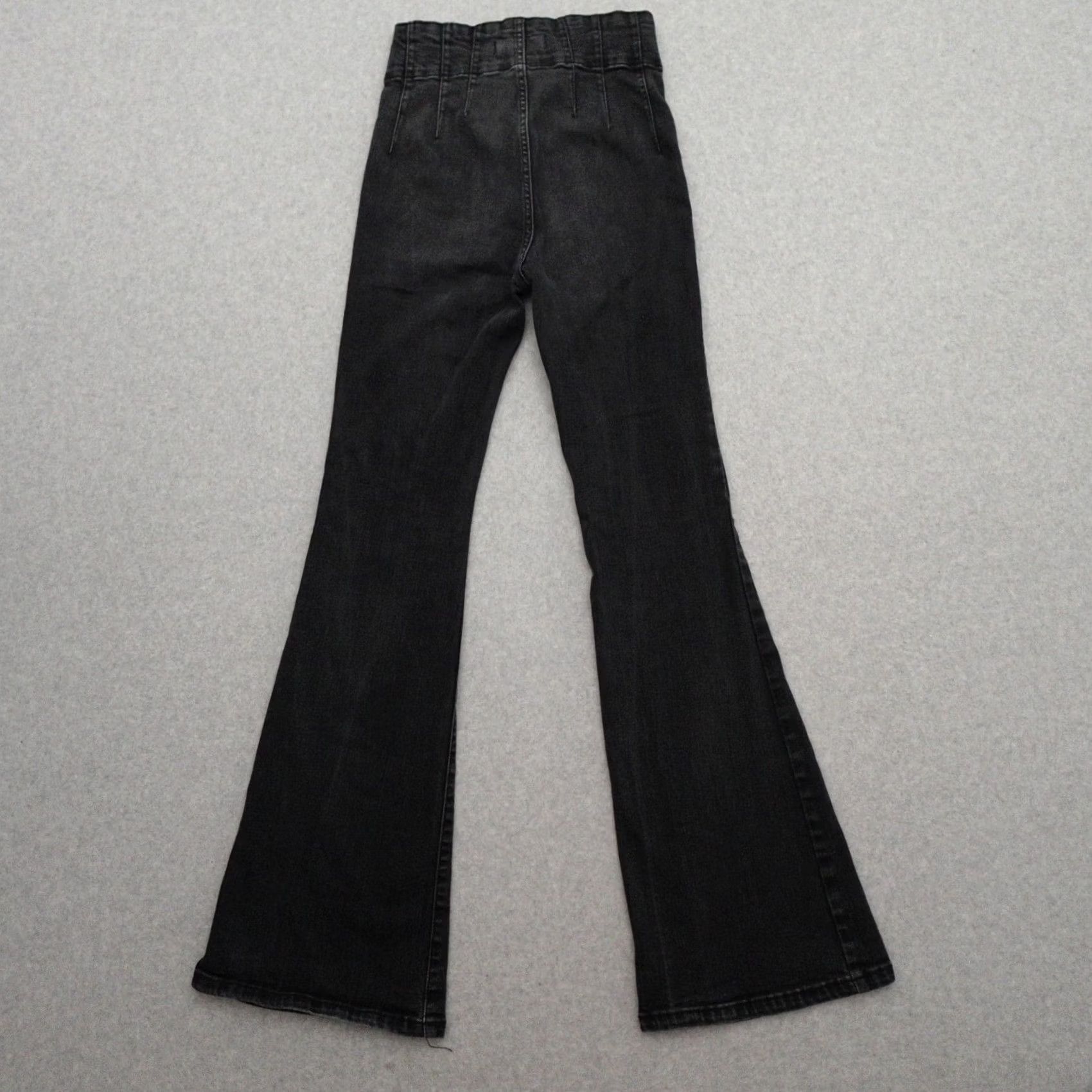 Vintage We The Free Denim Jeans Black Bell Bottoms High Rise Button 27x31 Flared 27x31 Womens 90s Style Size 27" / US 4 / IT 40 - 2 Thumbnail