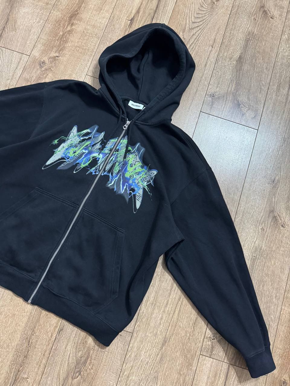 Weekday WEEKDAY Full-Zip Graphic Hoodie (Black) - Size S Size US S / EU 44-46 / 1 - 5 Thumbnail