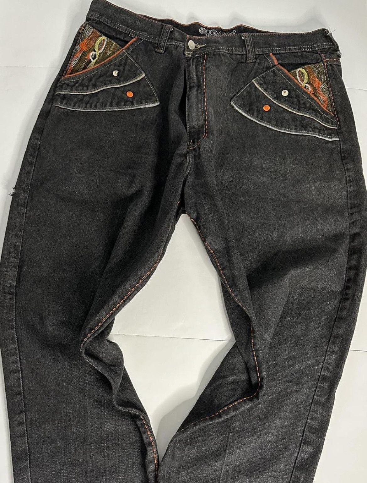 Vintage Red Ape Baggy Y2K Embroidered Jeans (42x26) Size US 42 / EU 58 - 2 Thumbnail