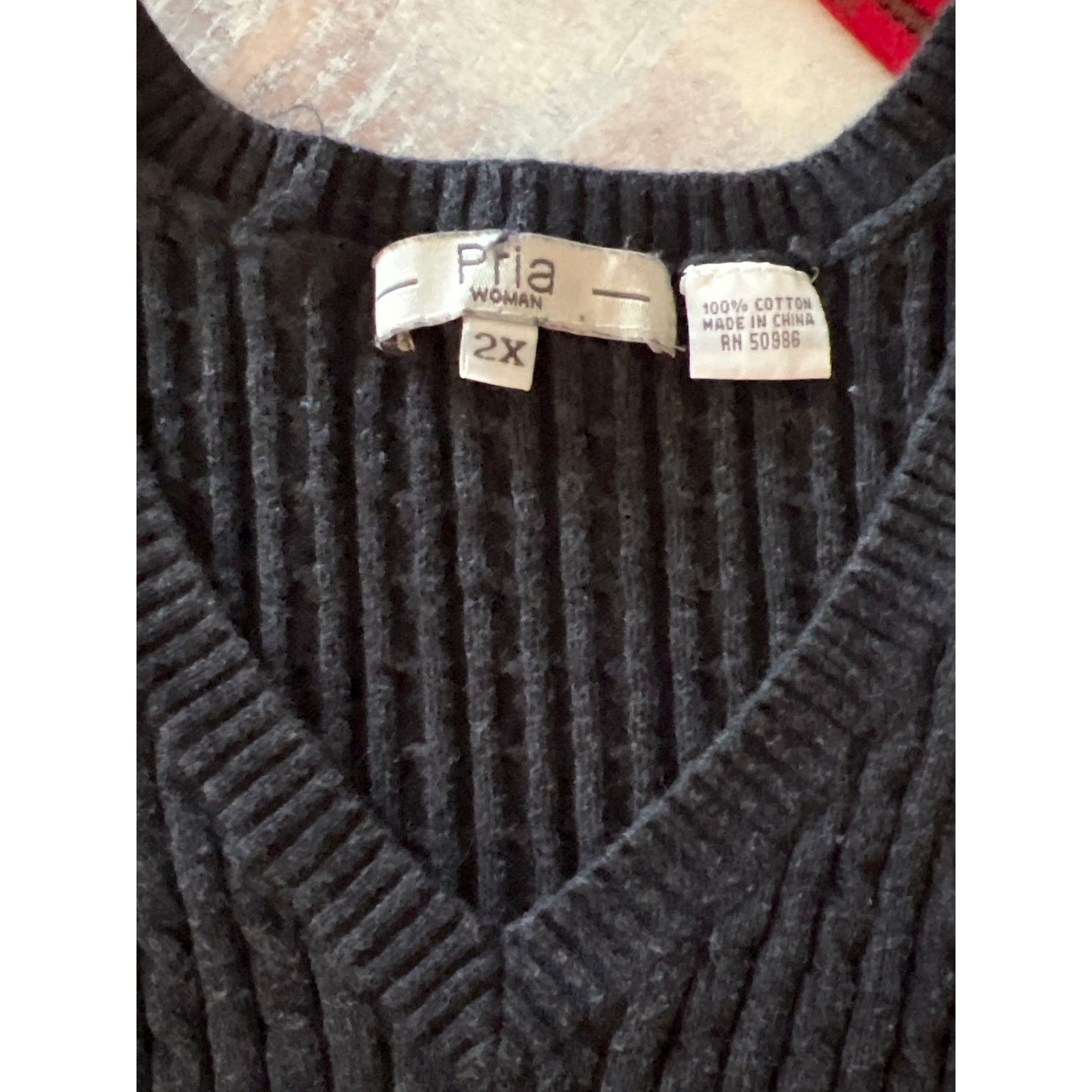 Other Pria Woman Cable Knit V-neck Gray Sweater Plus size 2X Size XXL / US 16-18 / IT 52-54 - 6 Thumbnail