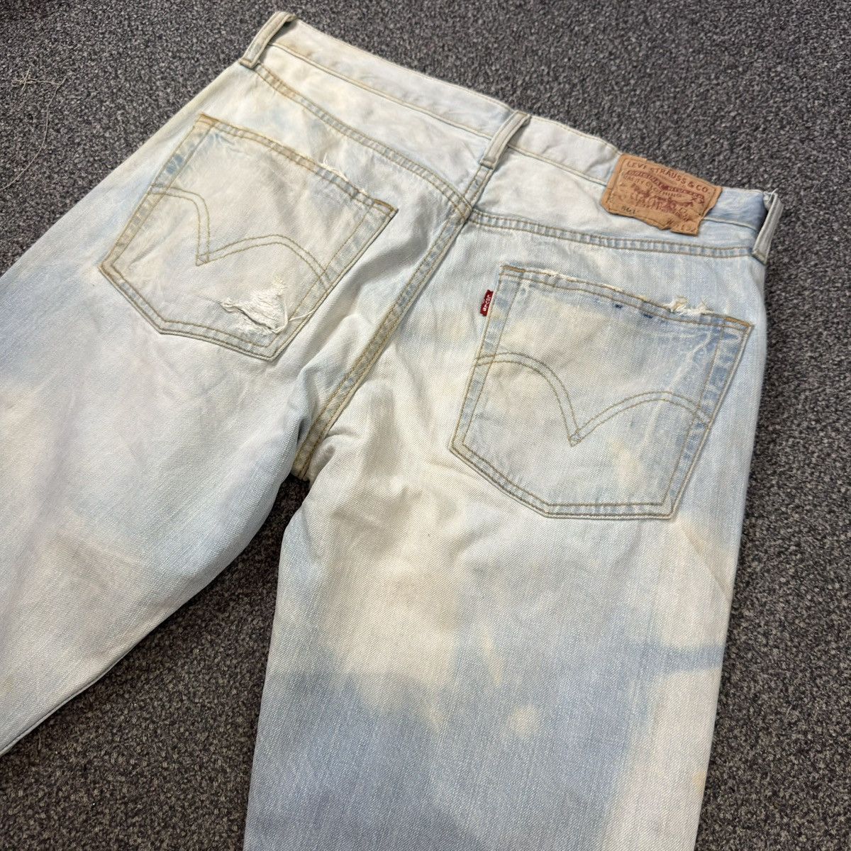 Levi's Made & Crafted y2k Splash 2 Tone Levis 501 Thrashed Denim Baggy Flared Size US 31 - 9 Thumbnail