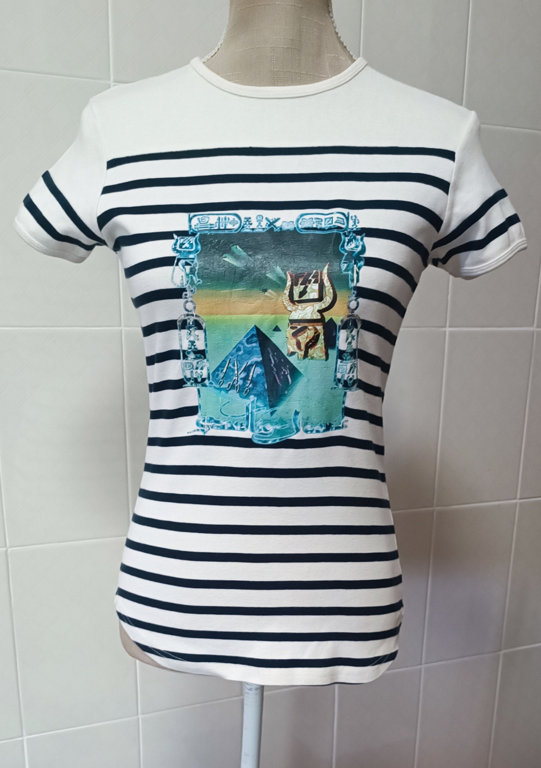 Jean Paul Gaultier SS 1997 - Rare Egyptian and Navy stripes top Size S / US 4 / IT 40 - 1 Thumbnail