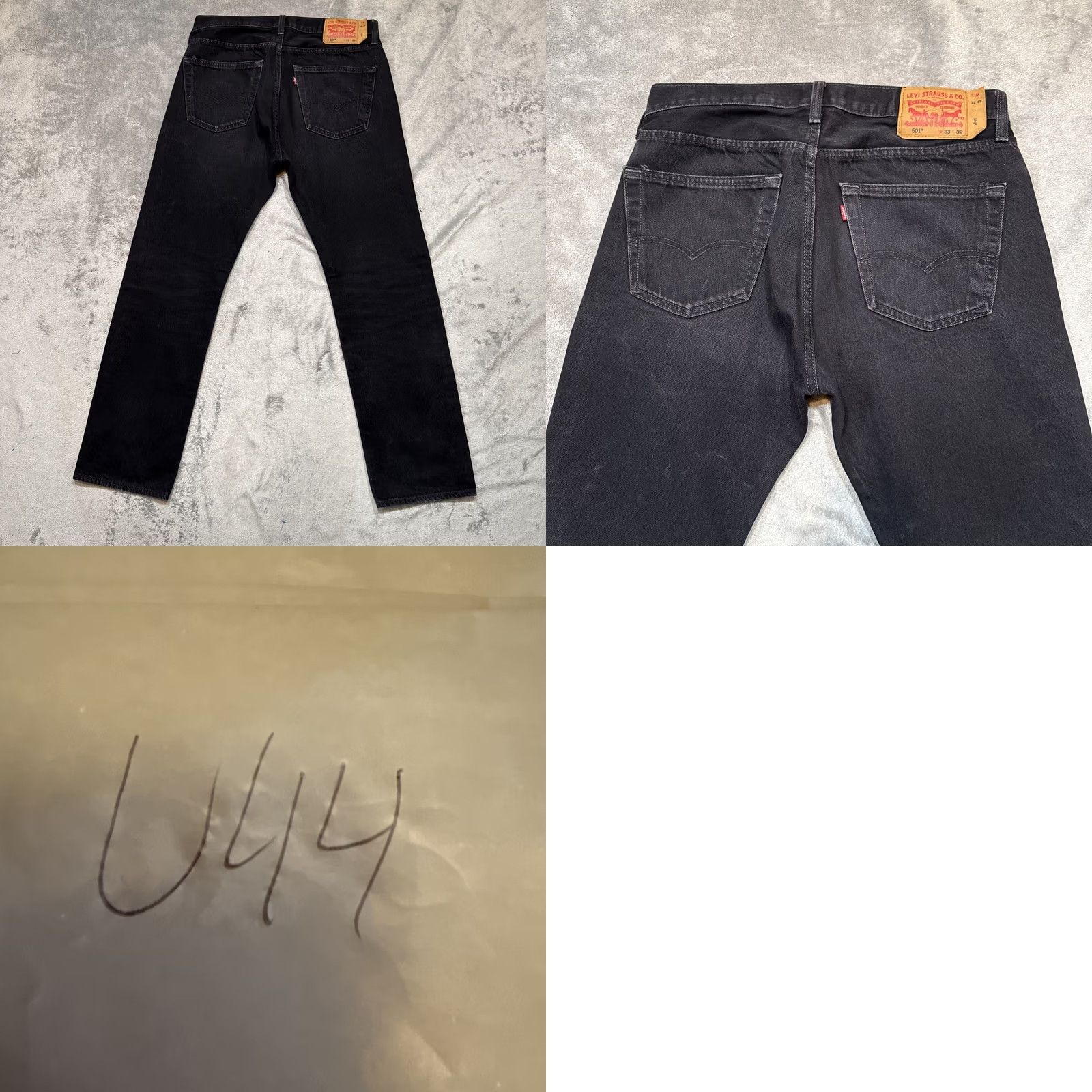 Levi's VINTAGE Levi's 501 Jeans Mens 33x32 Black Button Fly Straight Leg Dark Wash Denim Regular 5-Pocket Logo 90s Punk Rock Mens Size US 33 - 8 Thumbnail