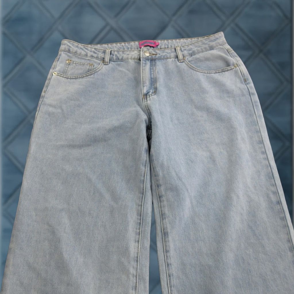 Vintage Edikted Jeans Womens 1X Light Wash High Rise Wide Leg Relaxed Denim Jeans Women Blue Wide-Leg 5-Pocket Size 40" / US 18 - 1 Thumbnail