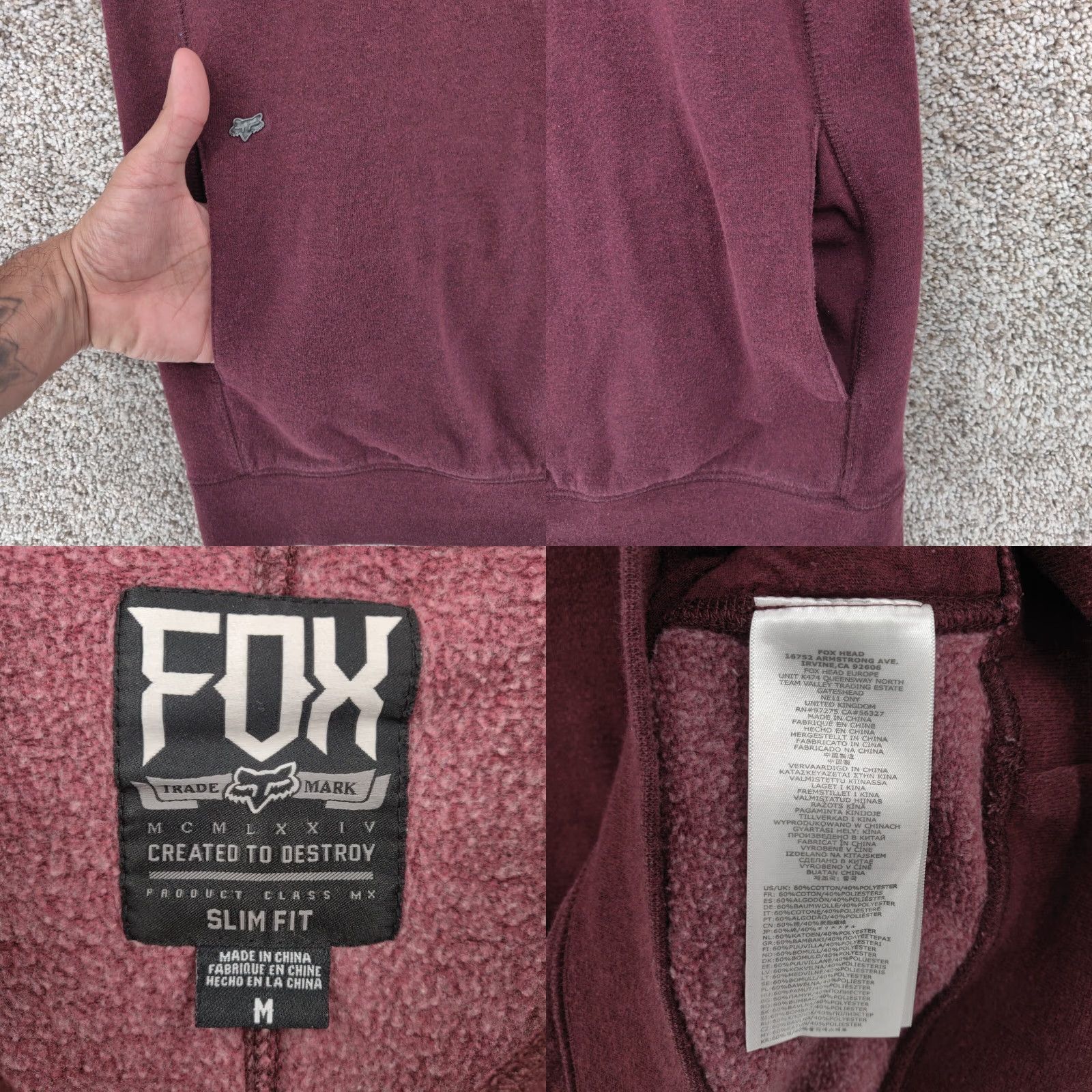 Fox Racing Fox Sweatshirt Mens M Red Short Sleeve Slim Fit Pullover Pockets Crew Neck Logo 90s Outdoor Sports Casual Ready to Ship Size US M / EU 48-50 / 2 - 8 Thumbnail