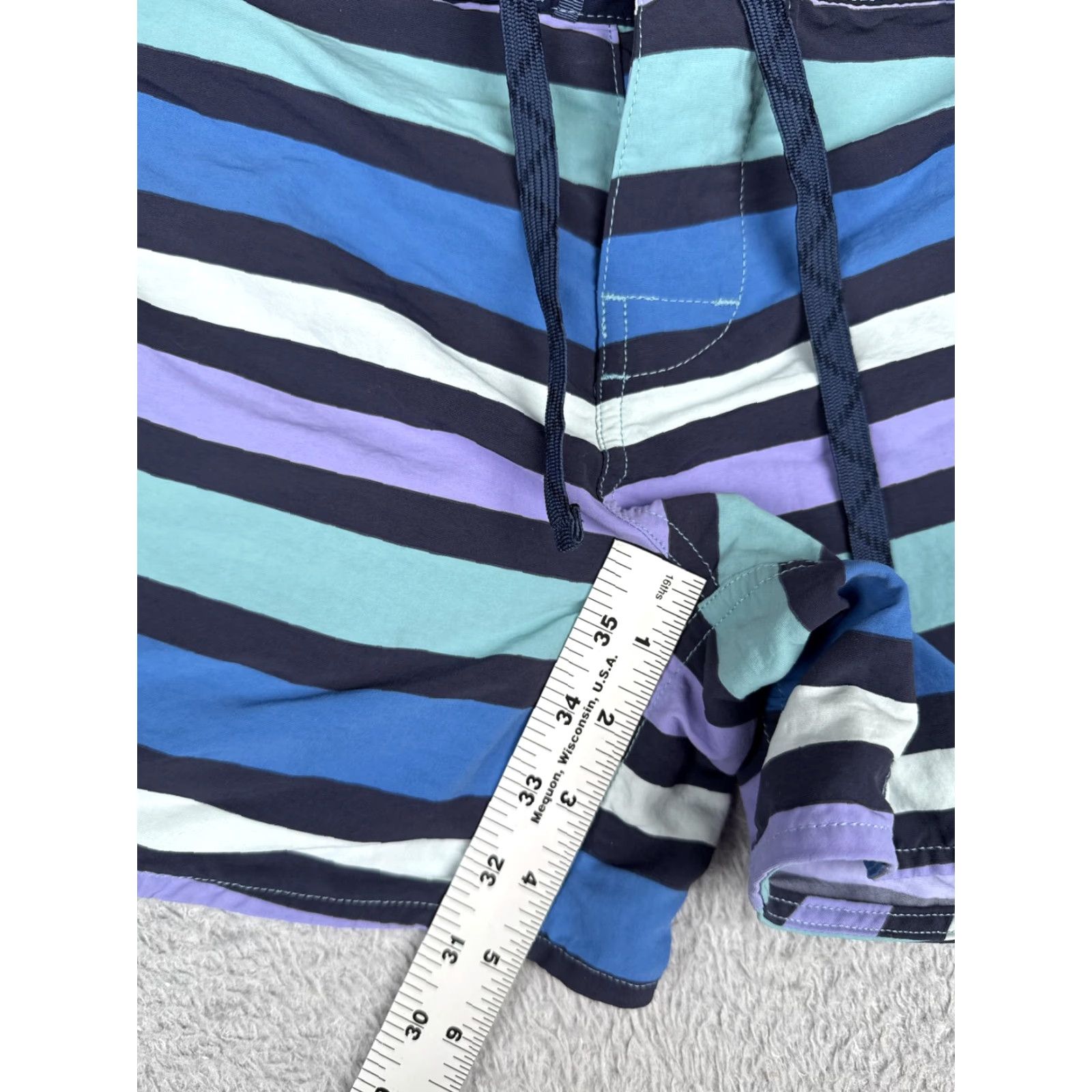 Patagonia Patagonia Board Shorts Womens 16 Blue Purple Striped Drawstring Zip Pocket Swim Bottoms Size 38" / US 16 / IT 52 - 6 Thumbnail