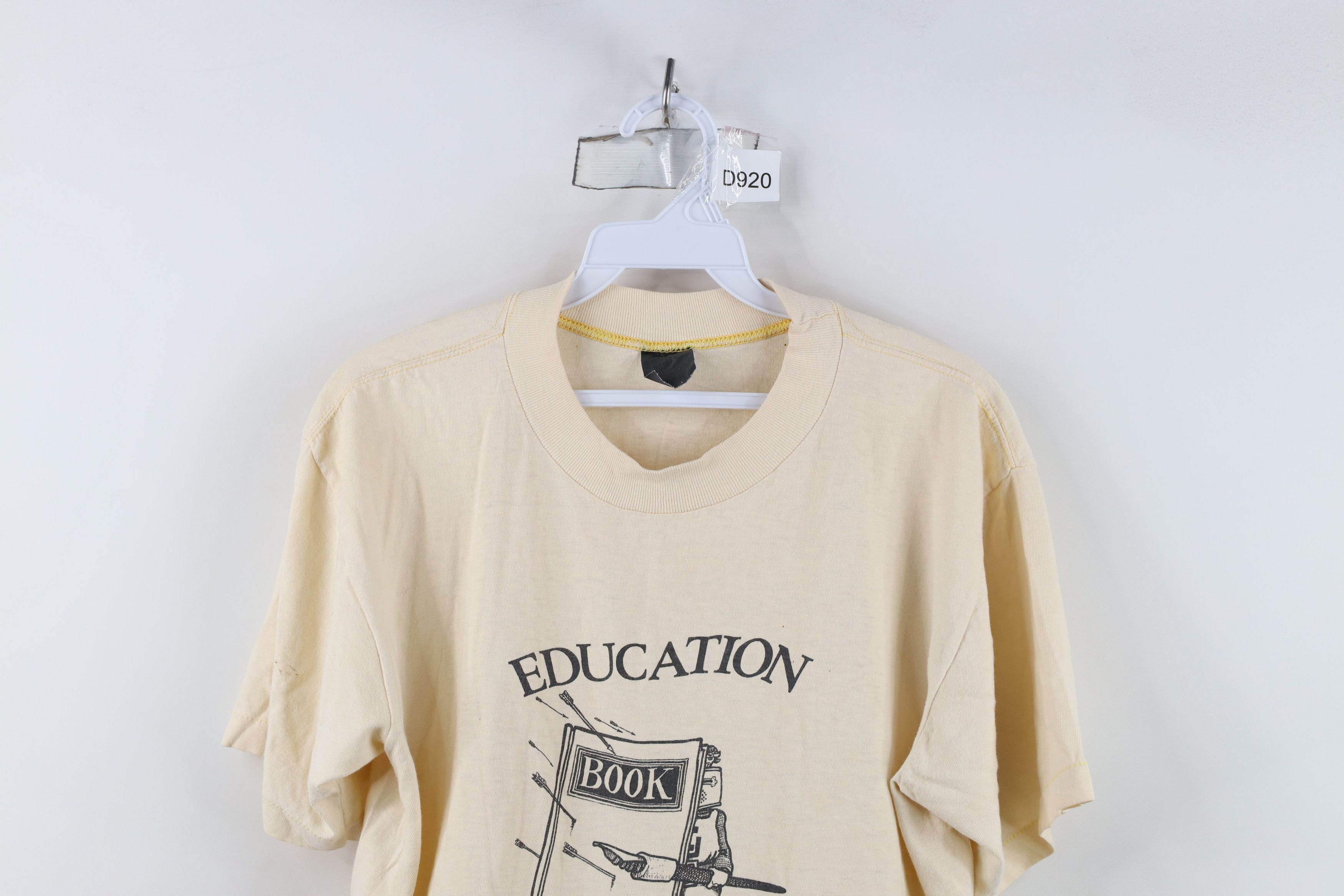 Vintage Vintage 80s Education Our Best Defense T-Shirt Beige USA Size US M / EU 48-50 / 2 - 2 Thumbnail