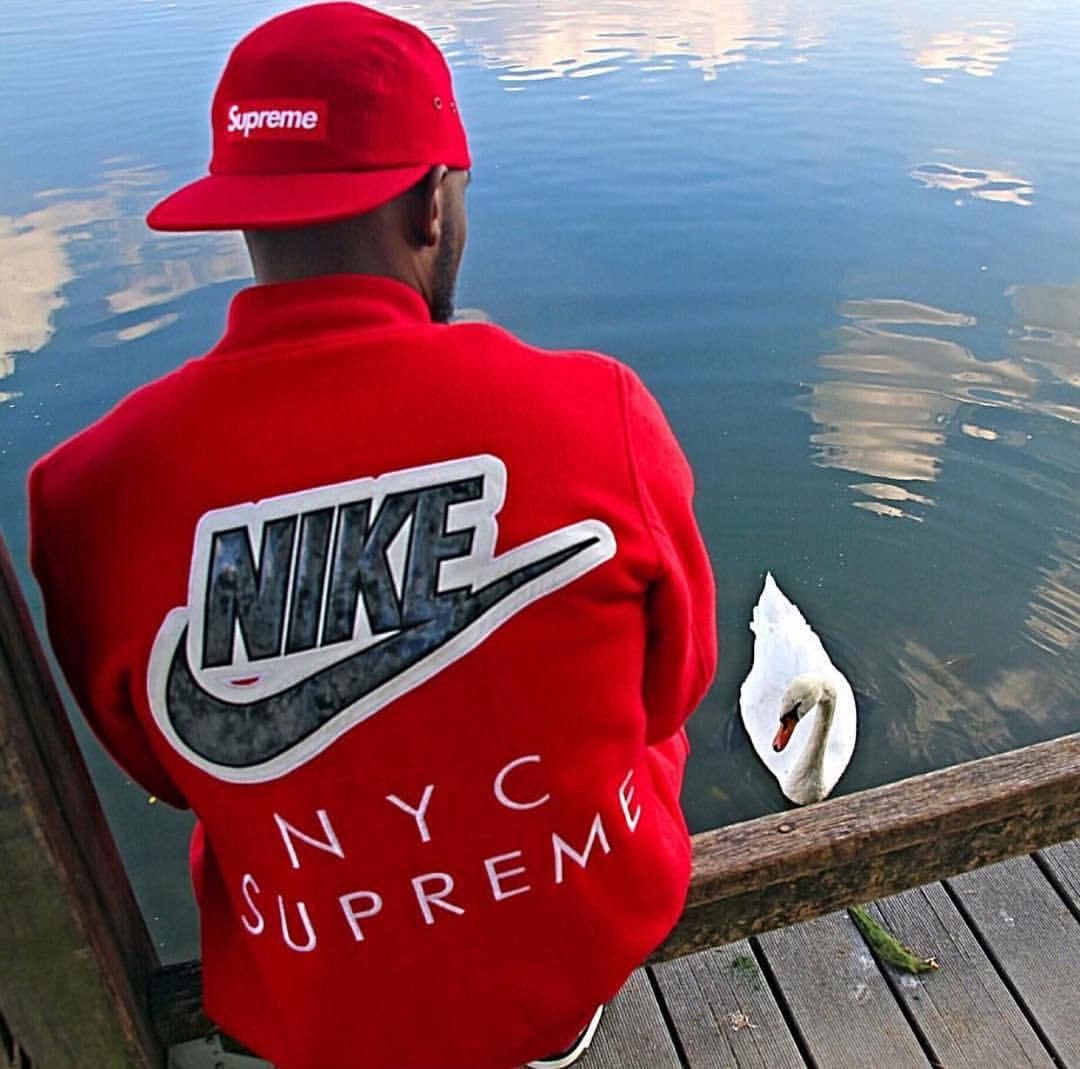 Nike × Supreme Supreme Nike SB Varsity Jacket Red 2007 Size US XL / EU 56 / 4 - 10 Thumbnail