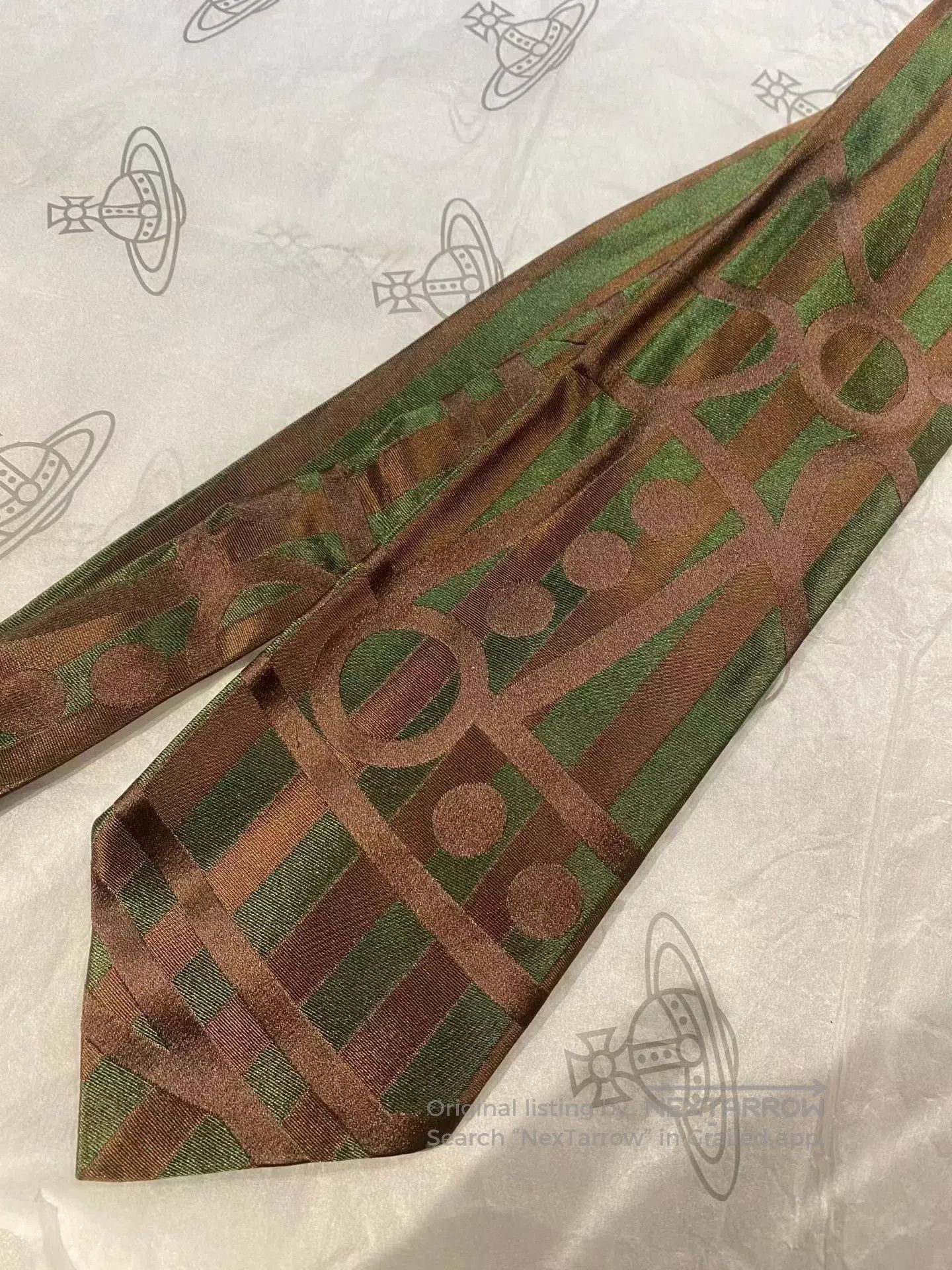 Vivienne Westwood Vivienne Westwood Army Green Stripe Saturn Tie. Size ONE SIZE - 4 Thumbnail