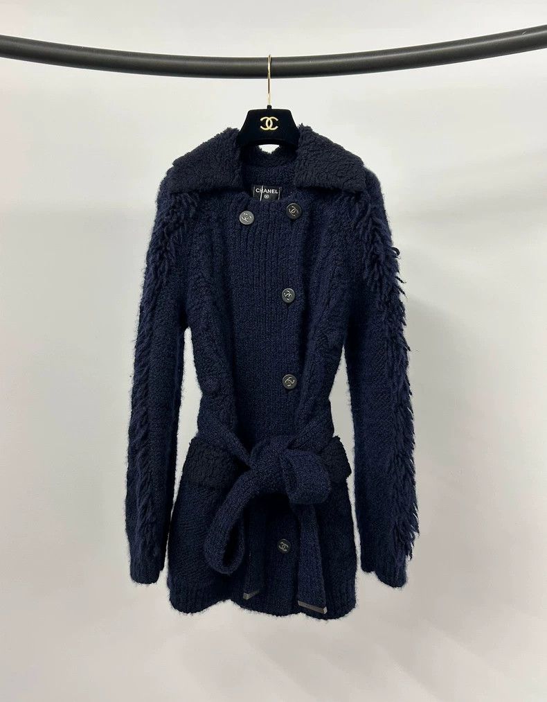 Chanel Chanel Dark blue lamb wool knitted coat Size XS / US 0-2 / IT 36-38 - 1 Thumbnail