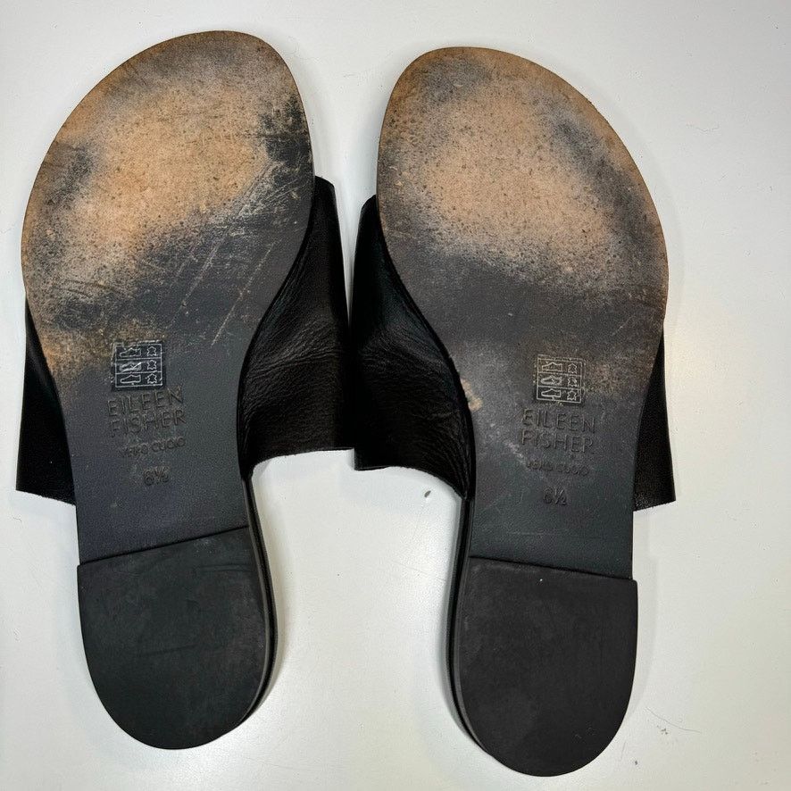 Eileen Fisher Eileen Fisher Leather Slides Sandals 6.5 Minimalist Size US 6.5 / IT 36.5 - 5 Thumbnail