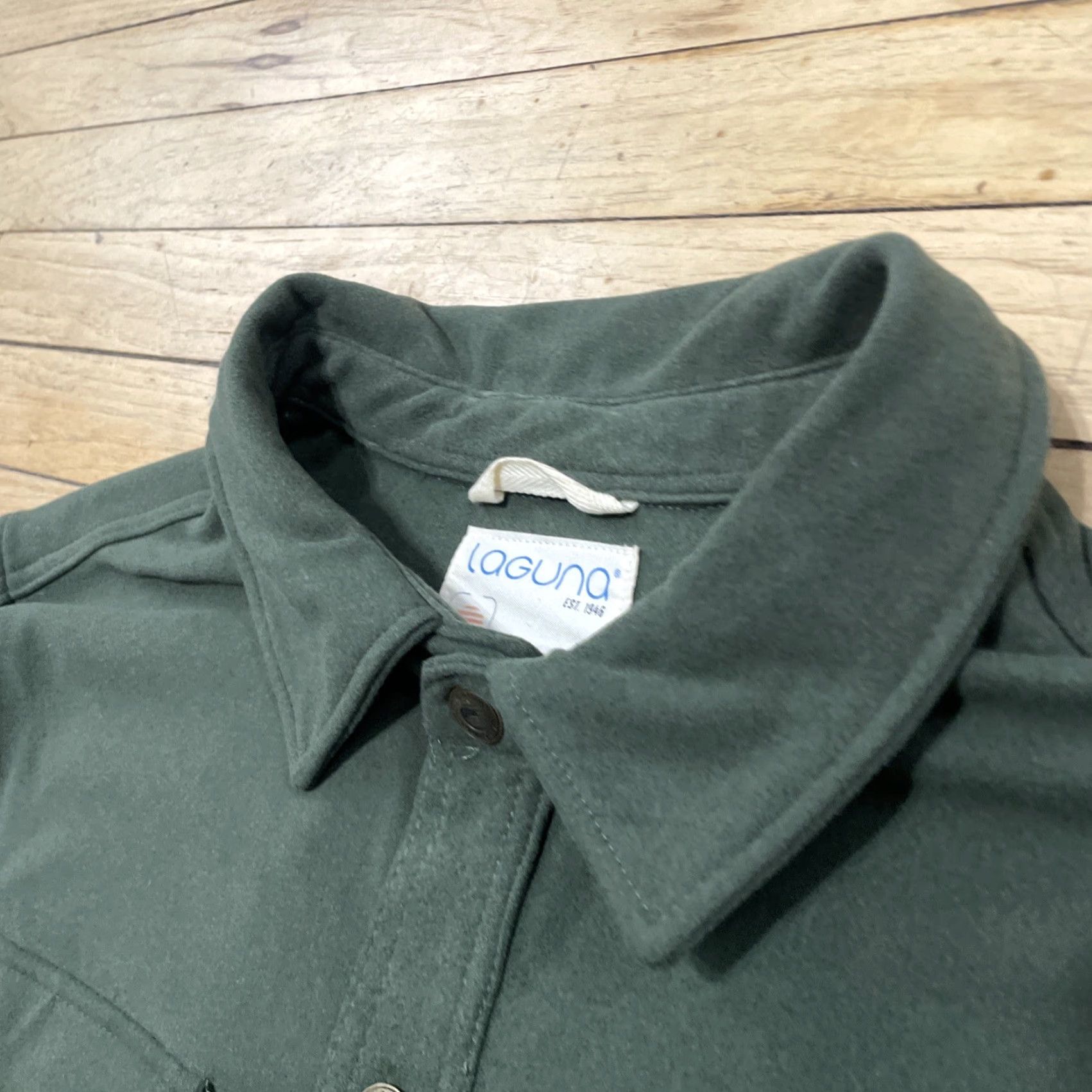 CO VINTAGE Laguna Beach Shacket Men XL Olive Green Y2K Flannel Snap Cap Capsule Shacket Casual Size US XL / EU 56 / 4 - 5 Thumbnail