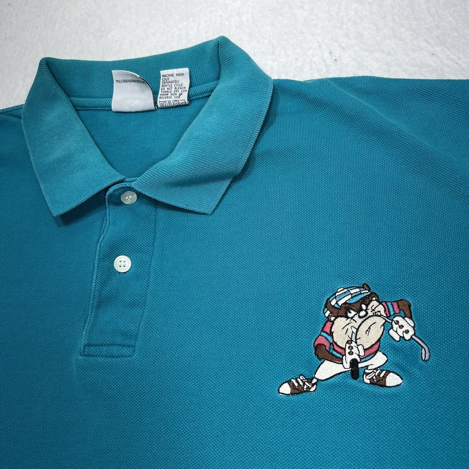 Vintage Vintage ACME Tasmanian Devil Golf Teal Blue Polo Shirt Size US XXL / EU 58 / 5 - 2 Thumbnail