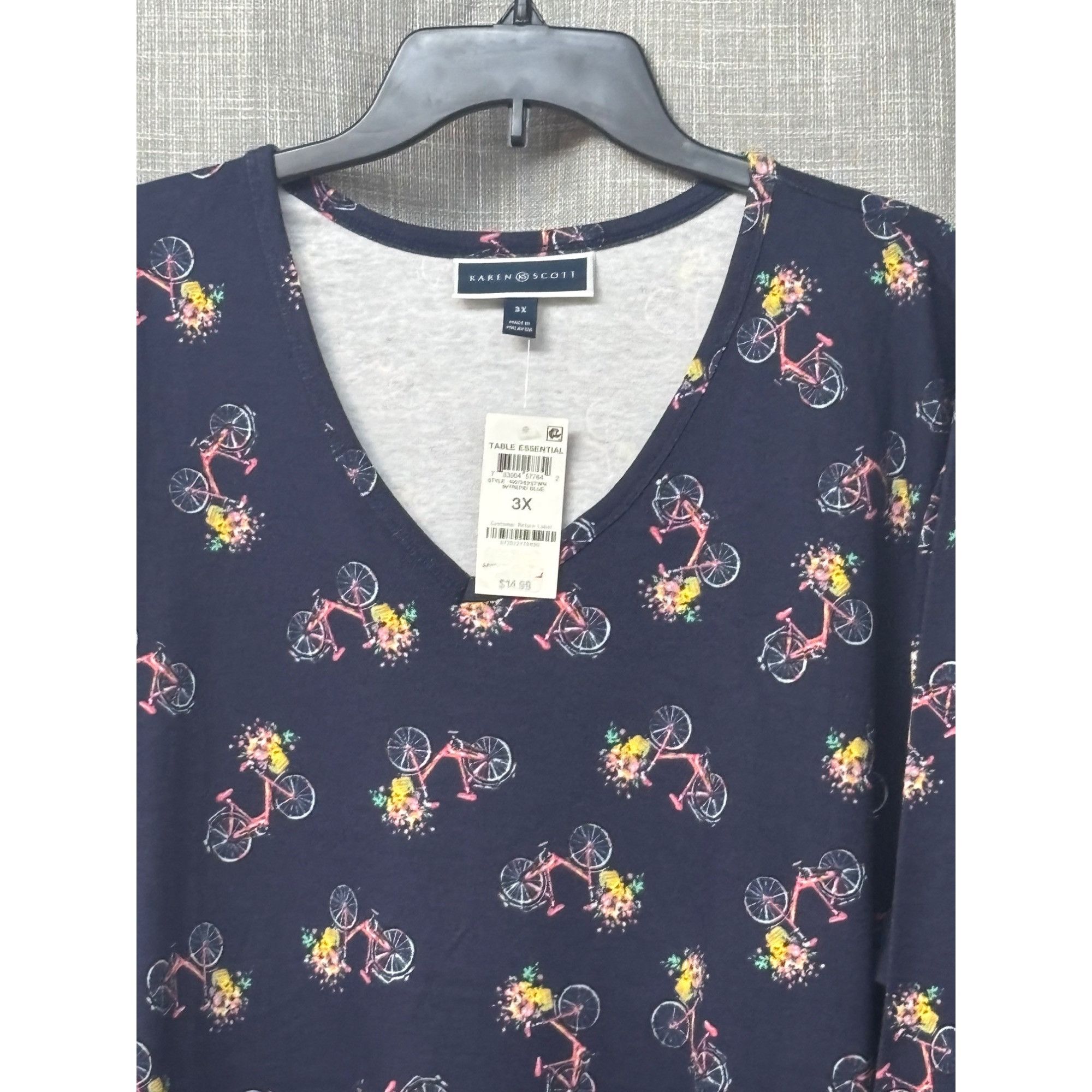 Other Karen Scott Plus Size 3/4-Sleeve Bicycle Dream Top, Intrepid Size ONE SIZE - 3 Thumbnail