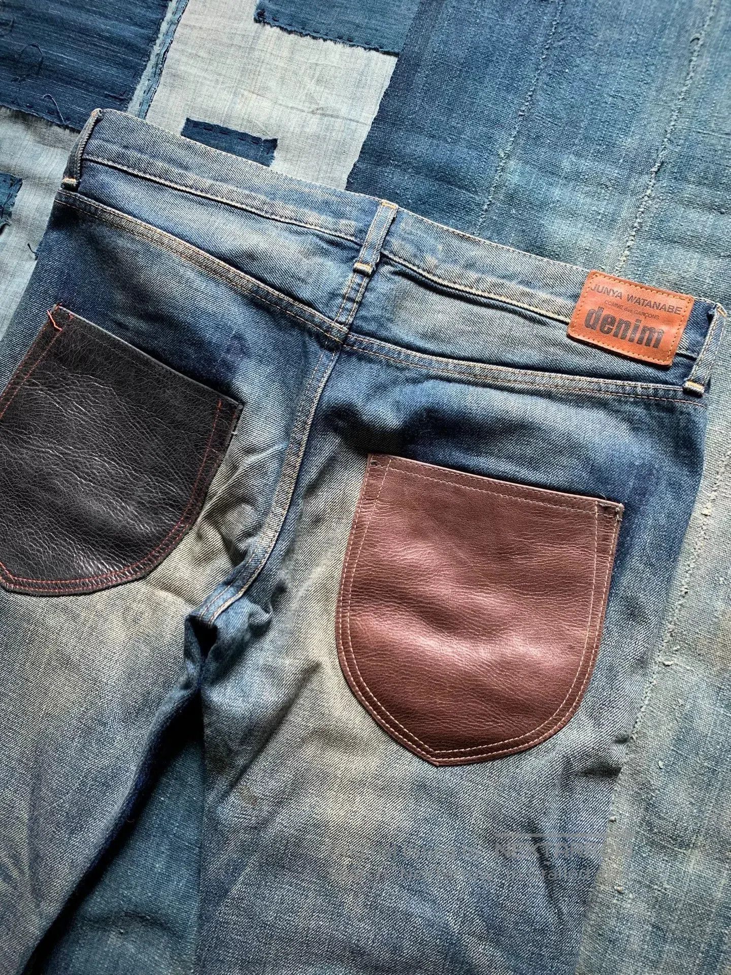 Junya Watanabe Junya Watanabe Patchwork Leather Denim Jeans. Size US 26 / EU 42 - 5 Thumbnail
