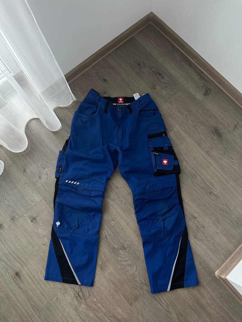 Stewart & Strauss × Vintage Vintage Strauss Workwear Distressed Blue Cargo Pants Size US 31 - 1 Thumbnail