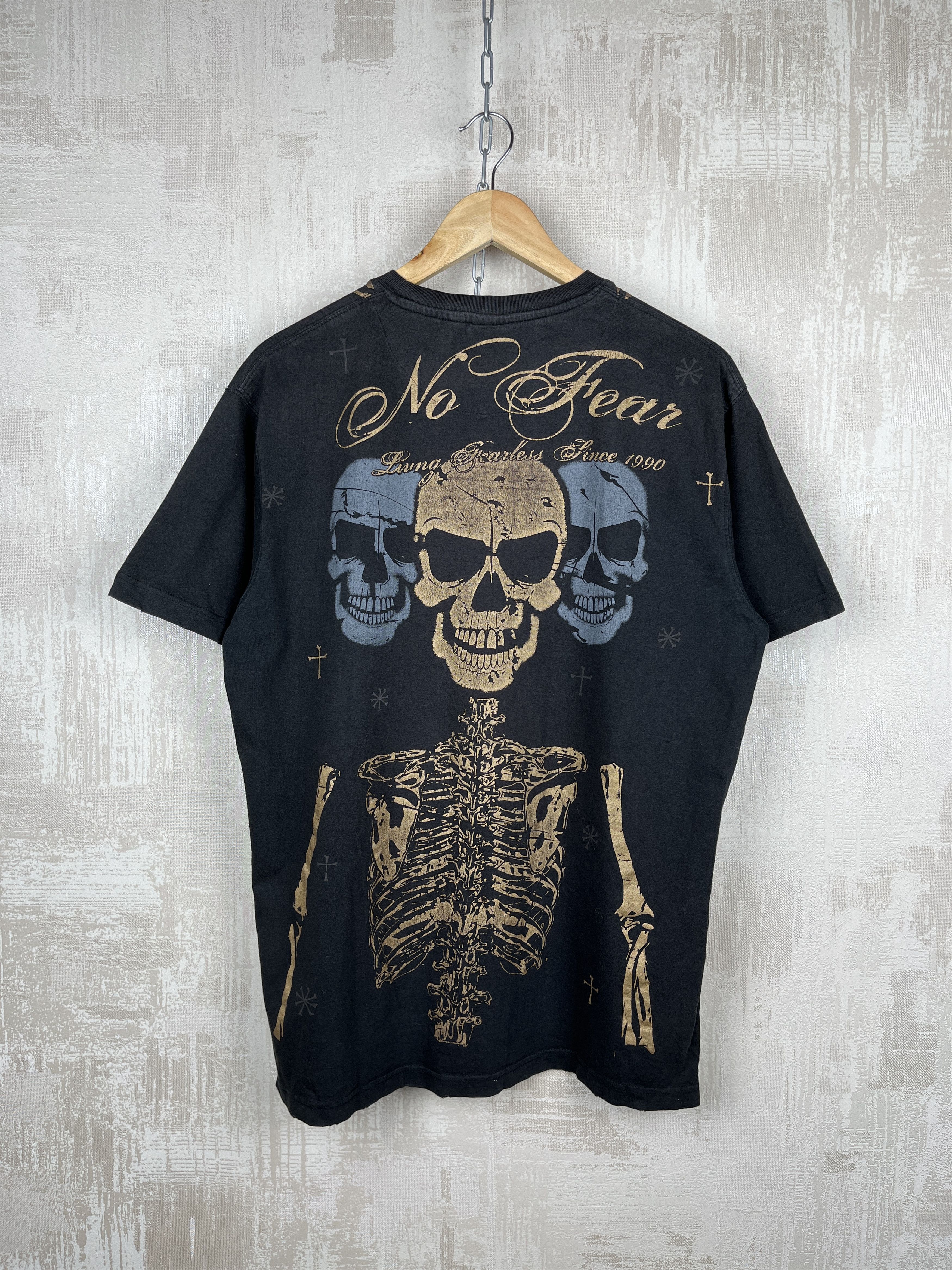 No Fear Vintage No Fear Prestige Apparel Skulls Distressed T-shirt Size US M / EU 48-50 / 2 - 16 Thumbnail