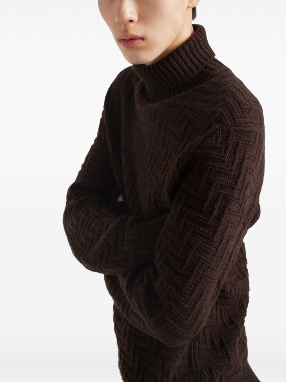 Prada o1bcso1str1025 Cashmere Wool Turtleneck Sweater in Brown Size US S / EU 44-46 / 1 - 3 Thumbnail