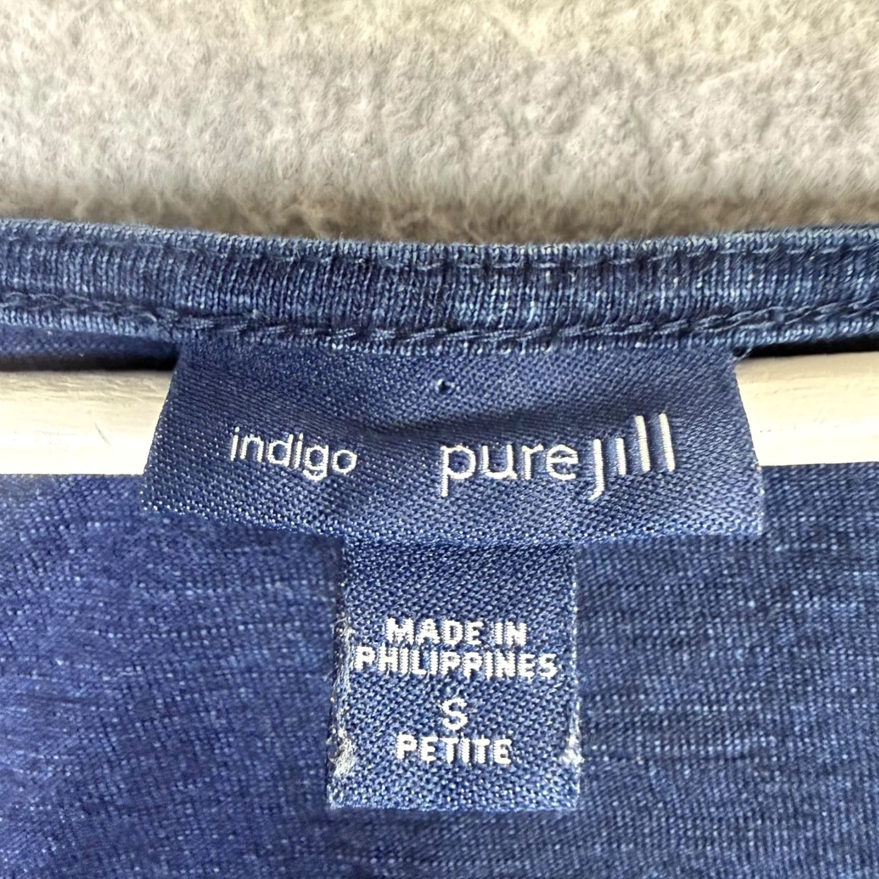 Vintage Pure Jill Shirt Women Small Indigo Blue Short Sleeve Top Shirt S Petite Shirt Size S / US 4 / IT 40 - 2 Thumbnail