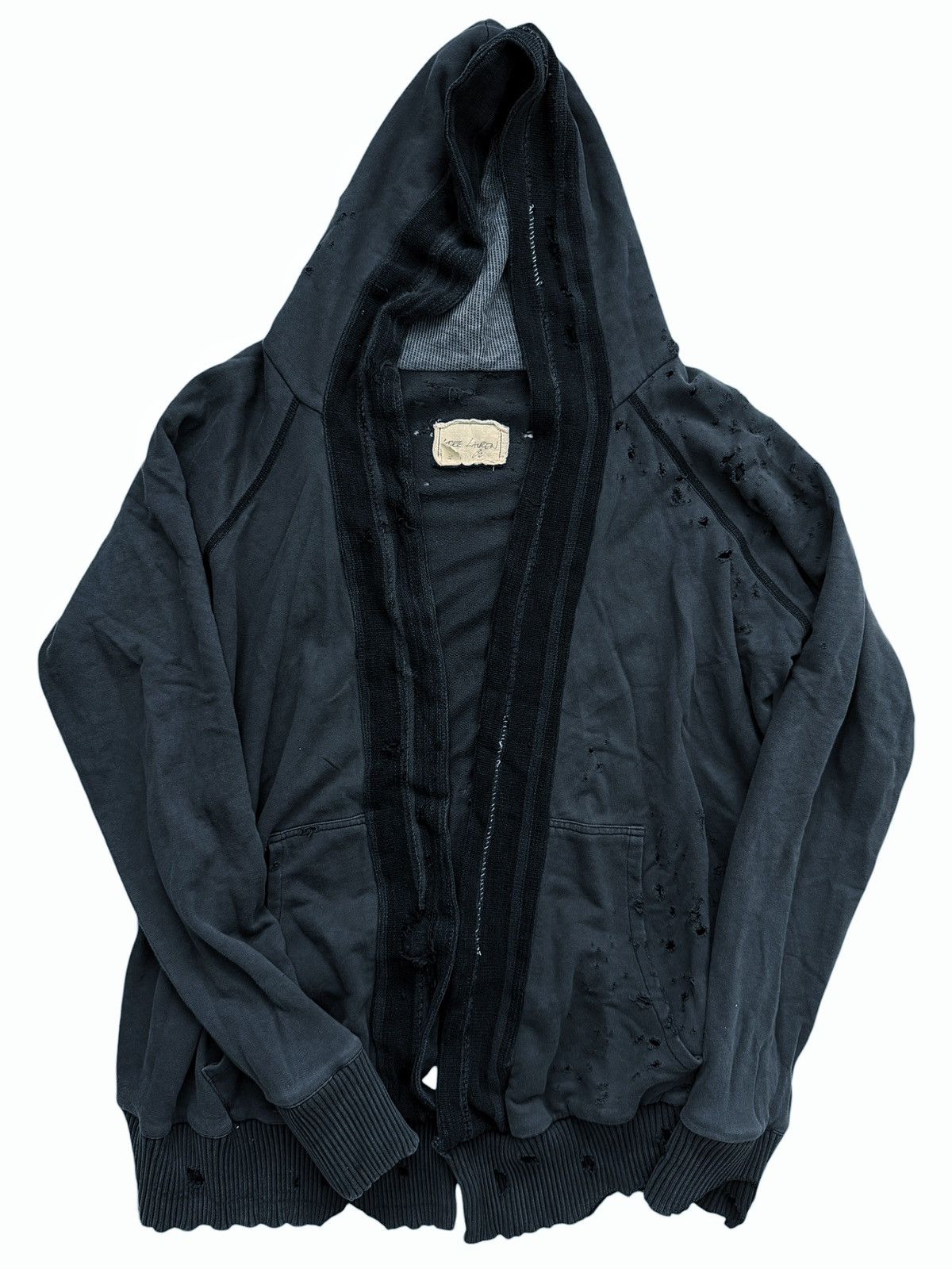 Greg Lauren 2017 Navy Fleece Indigo Stripe Kimono Hoodie Size US L / EU 52-54 / 3 - 1 Thumbnail