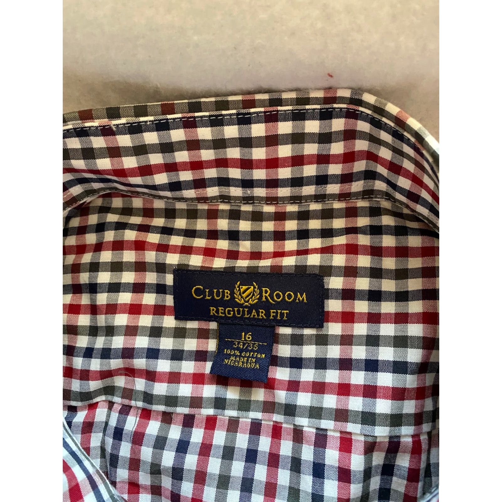 Club Room Club Room Button Shirt Men’s 16 Regular-Fit 100% Cotton Plaids & Checks Blue Red Multicolor Dress Shirt Mens Size US L / EU 52-54 / 3 - 5 Thumbnail