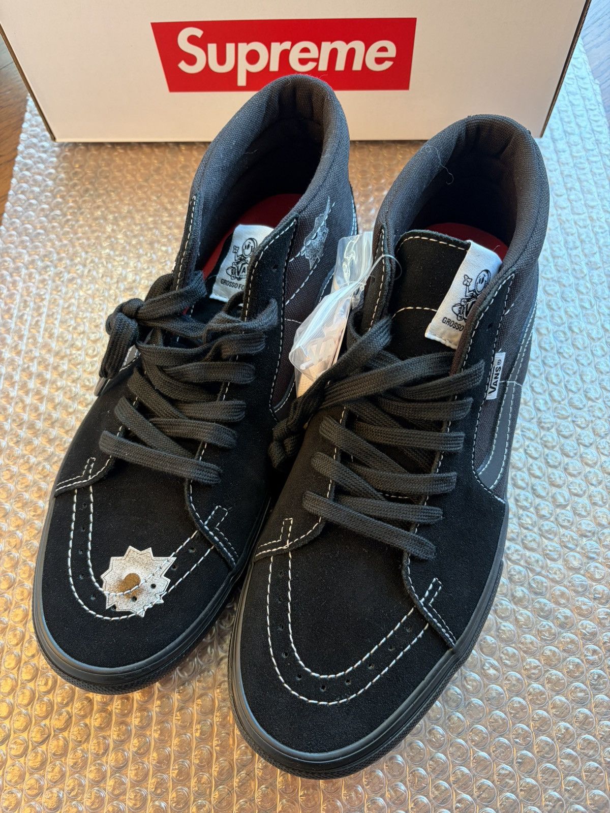 Supreme × Vans US 11.5 Nate Lowman × Supreme × Vans Skate Grosso Mid Black Size US 11.5 / EU 44-45 - 1 Thumbnail