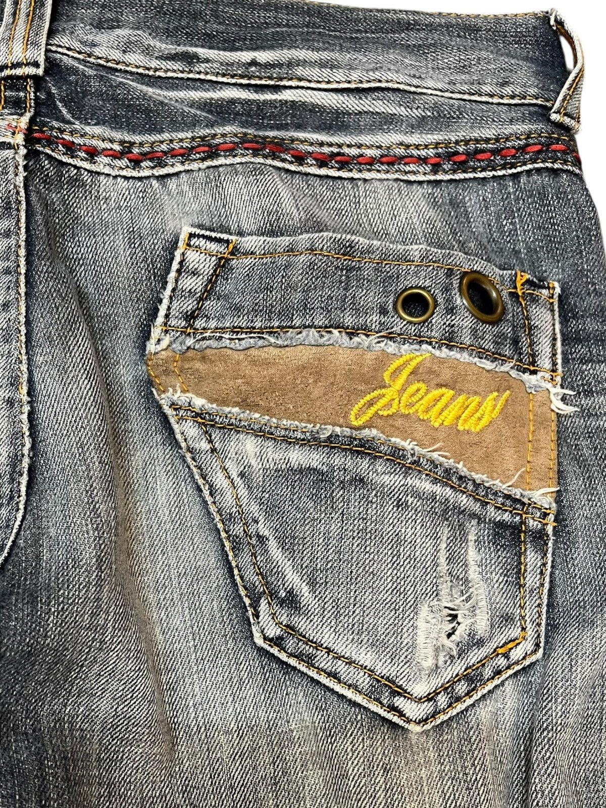 Japanese Brand Vintage Theoria Whiskers Honeycomb Distressed Denim Size US 31 - 8 Thumbnail