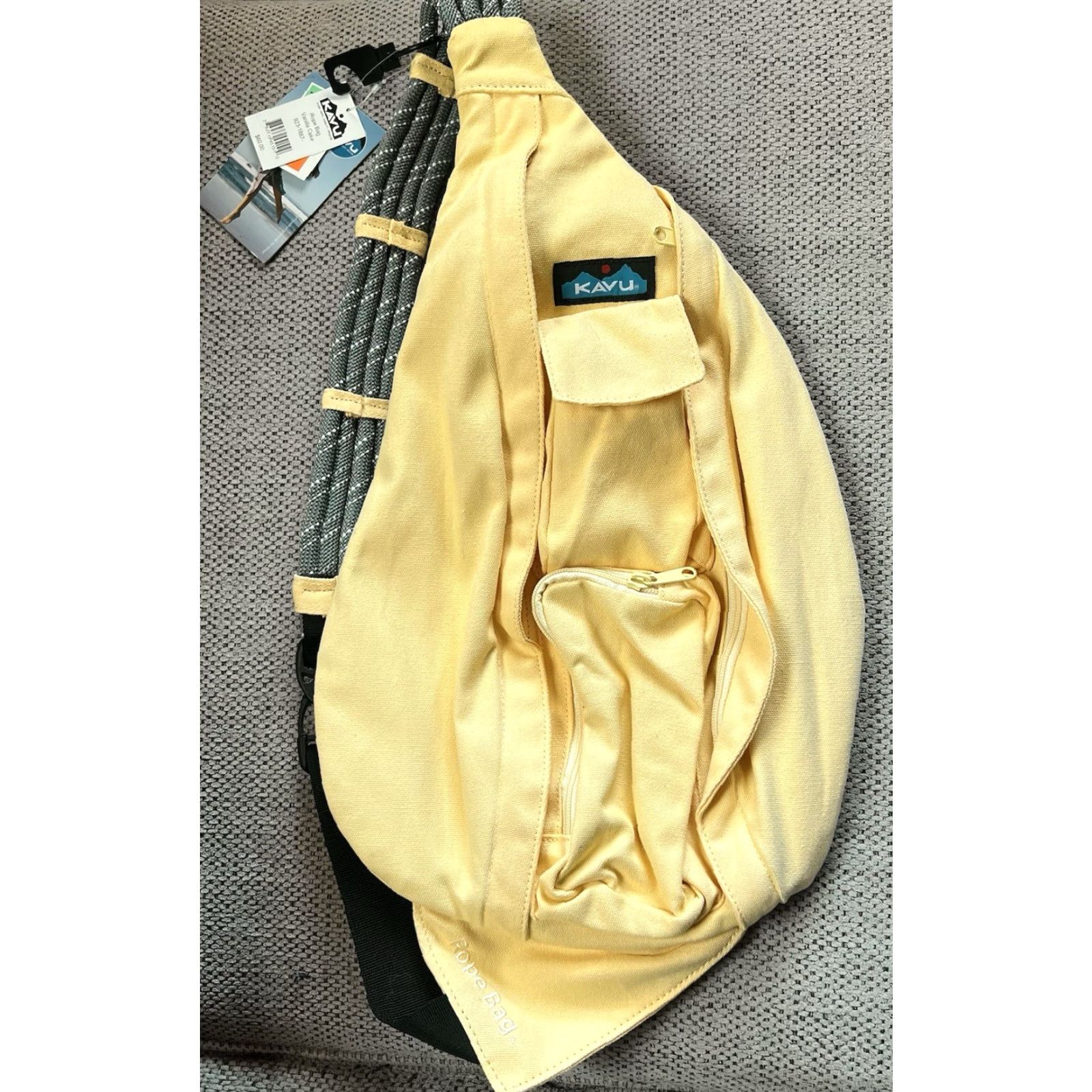 KAVU NWT KAVU Rope Sling Canvas Crossbody Bag Sack Yellow Vanilla Cake Yellow Women Medium Crossbody Bag Size ONE SIZE - 3 Thumbnail