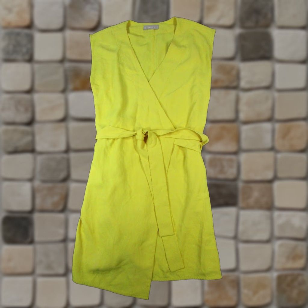 Everlane Everlane Dress Womens 0 Yellow Wrap Dress V-Neck Sleeveless Tie Short Tailored Classic Spring Summer Womens Size XS / US 0-2 / IT 36-38 - 1 Thumbnail