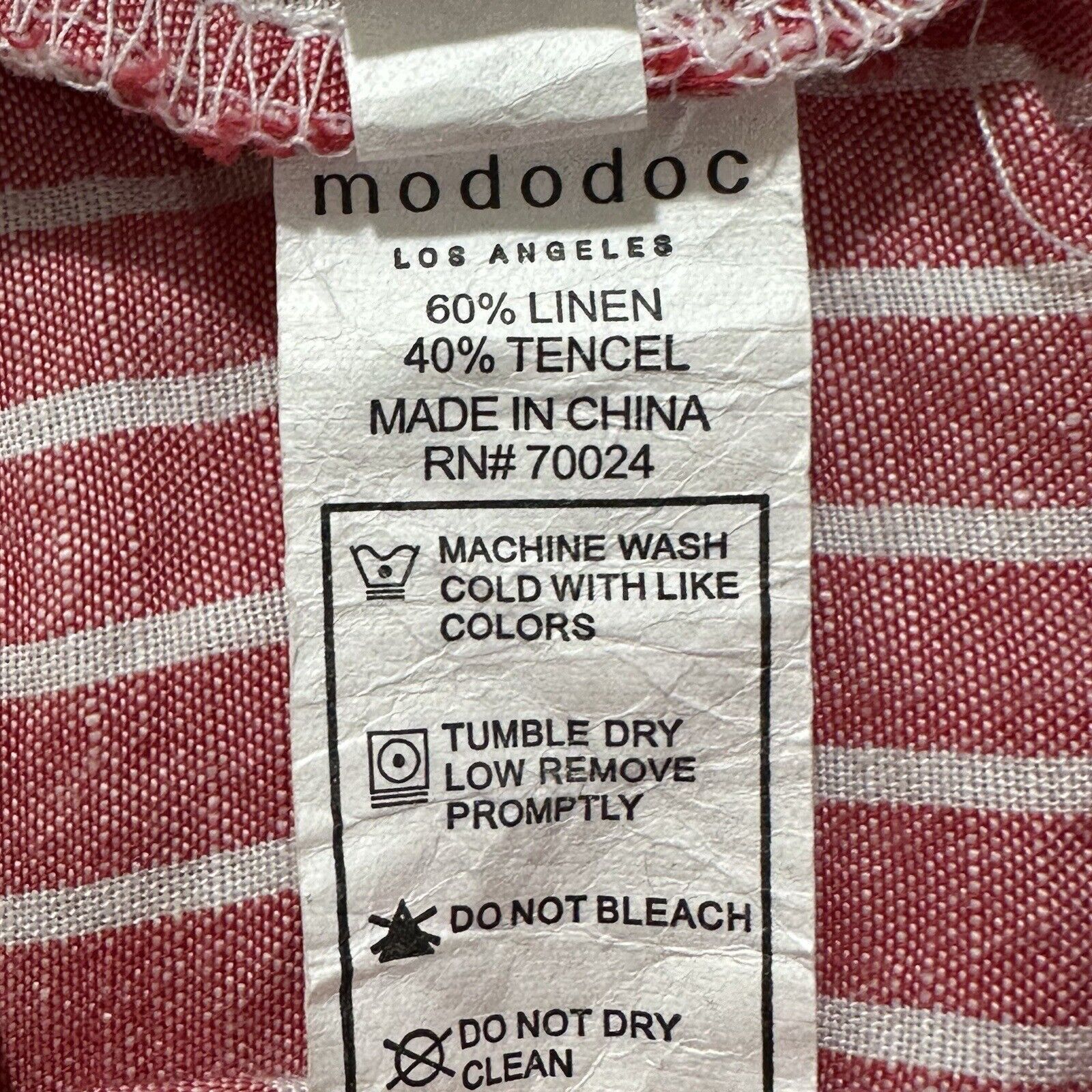 Other Mododoc Medium Linen Blend T Shirt Dress V-Neck Drawstring Size M / US 6-8 / IT 42-44 - 4 Thumbnail