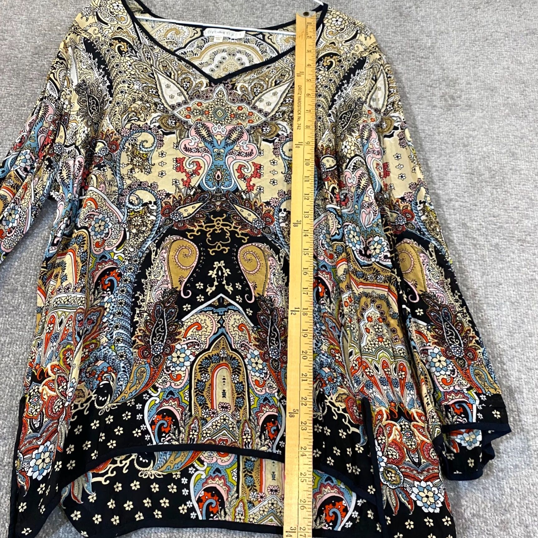 Anthropologie ANTHROPOLOGIE Love Kyla Tunic Blouse Womens Large Multicolor Paisley V-Neck Boho Size L / US 10 / IT 46 - 5 Thumbnail