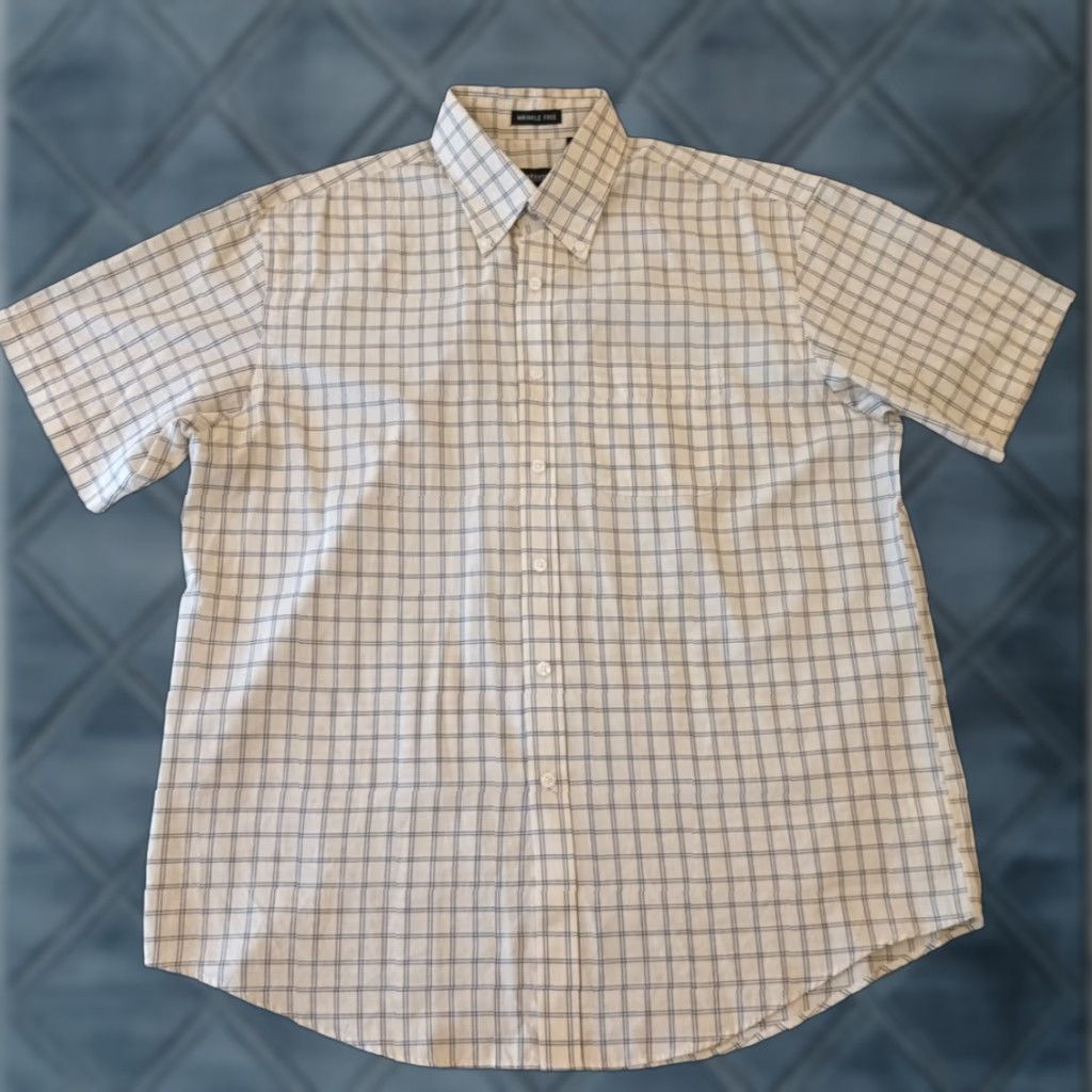 Van Heusen Van Heusen Shirt Mens Large Yellow Plaid Short Sleeve Button-Down Cotton Blend Size US L / EU 52-54 / 3 - 1 Thumbnail