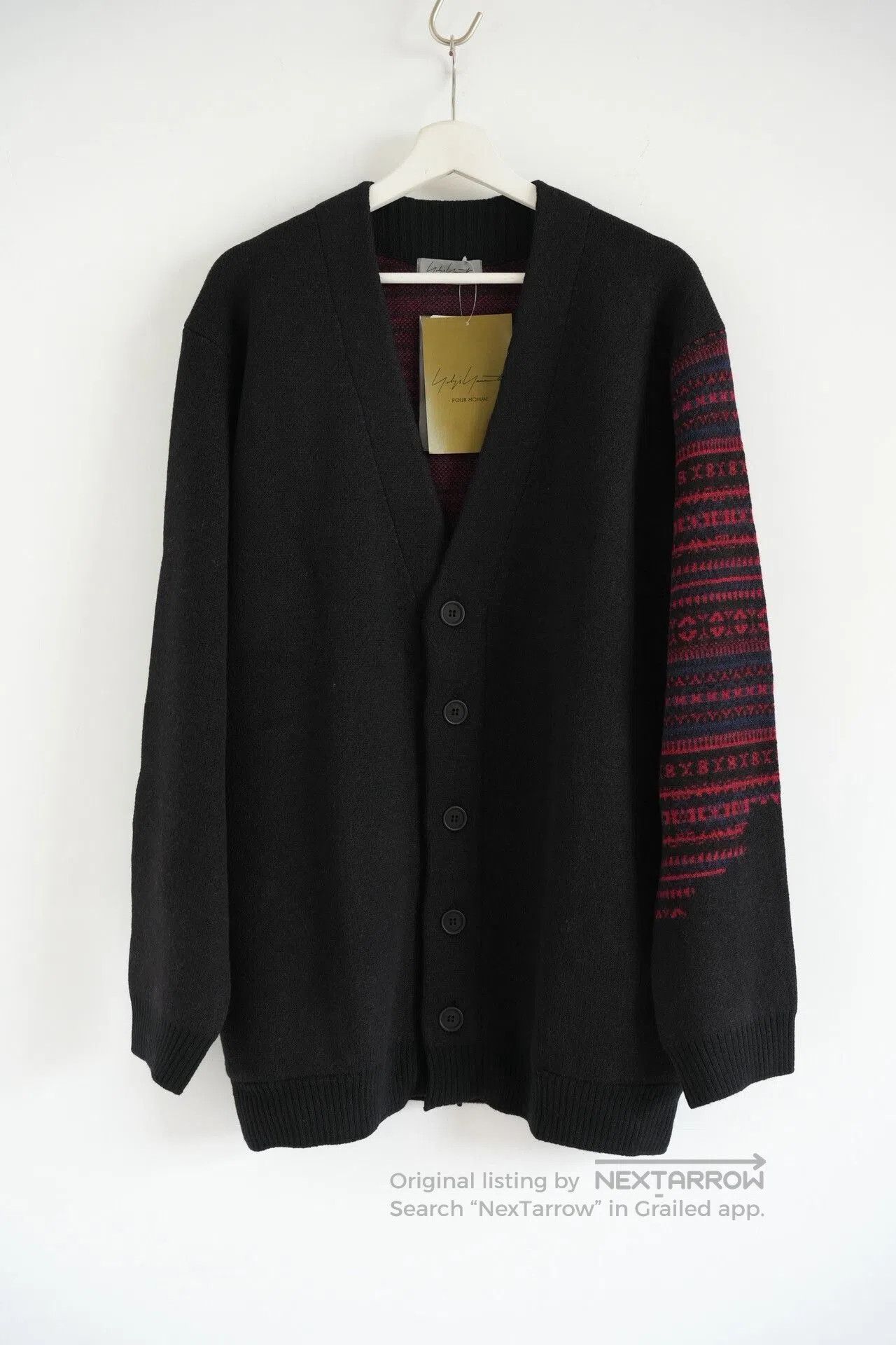 yohji yamamoto black red striped cardigan.