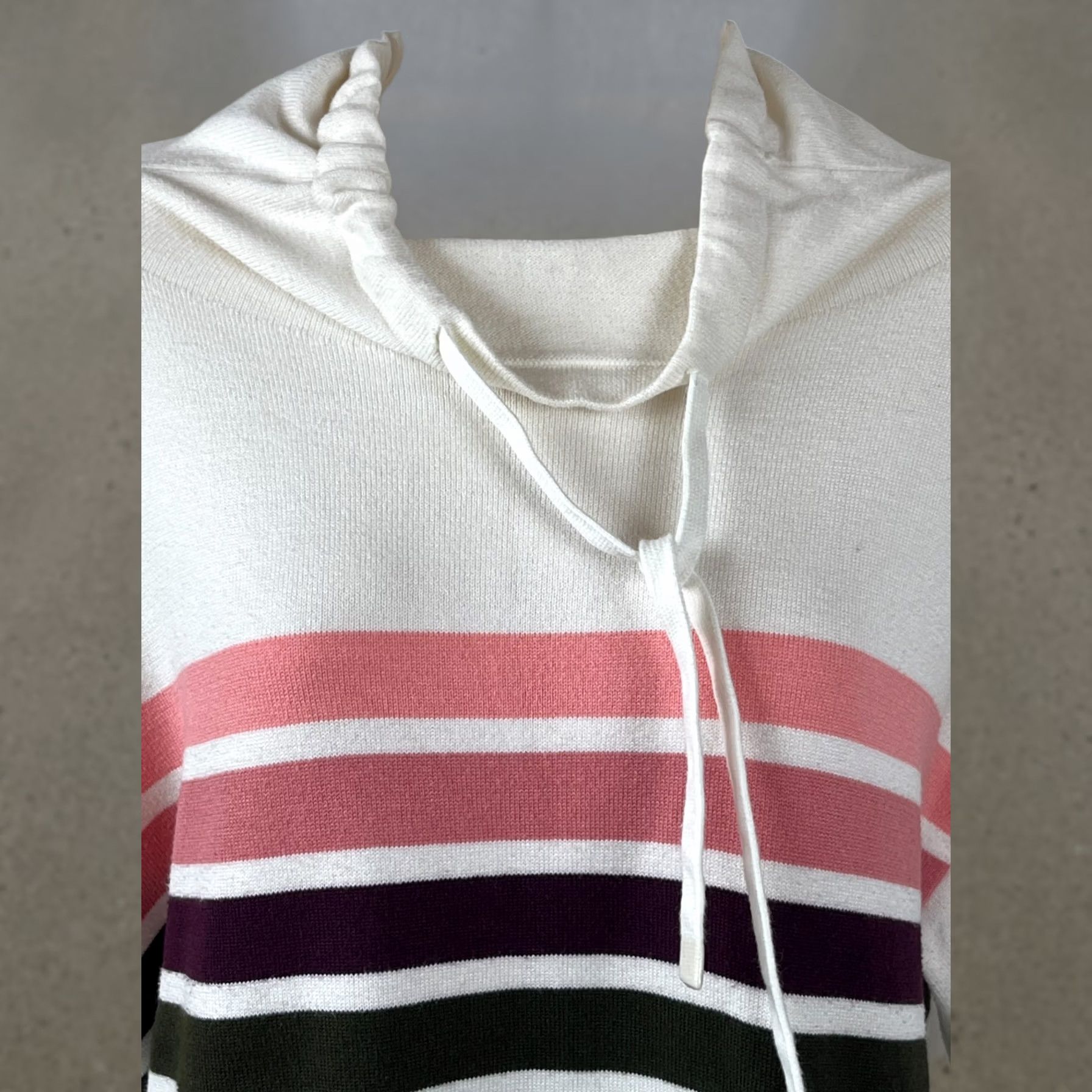 Talbots Talbots Hoodie Womens Large Cream Multicolor Striped Pullover Knit Sweater Size L / US 10 / IT 46 - 1 Thumbnail