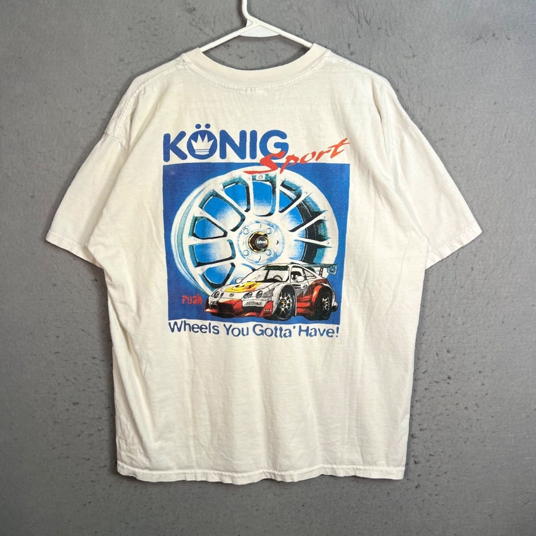 Gildan Vintage Y2K Konig Sport Wheels Racing White T Shirt Mens Size XL White Size US XL / EU 56 / 4 - 2 Thumbnail