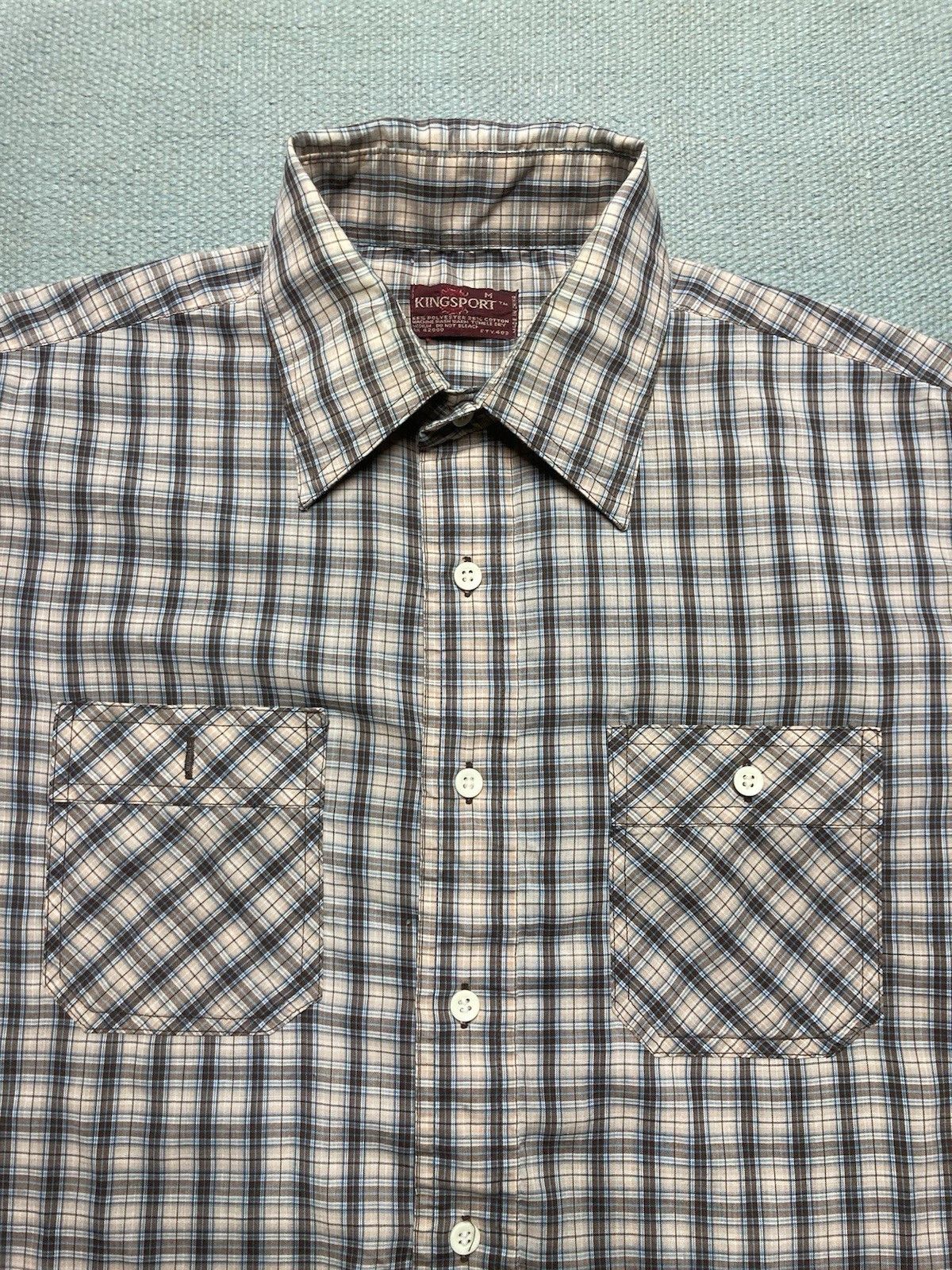 Vintage Vtg 80s button shirt Kingsport plaid lightweight thin medium Size US M / EU 48-50 / 2 - 2 Thumbnail