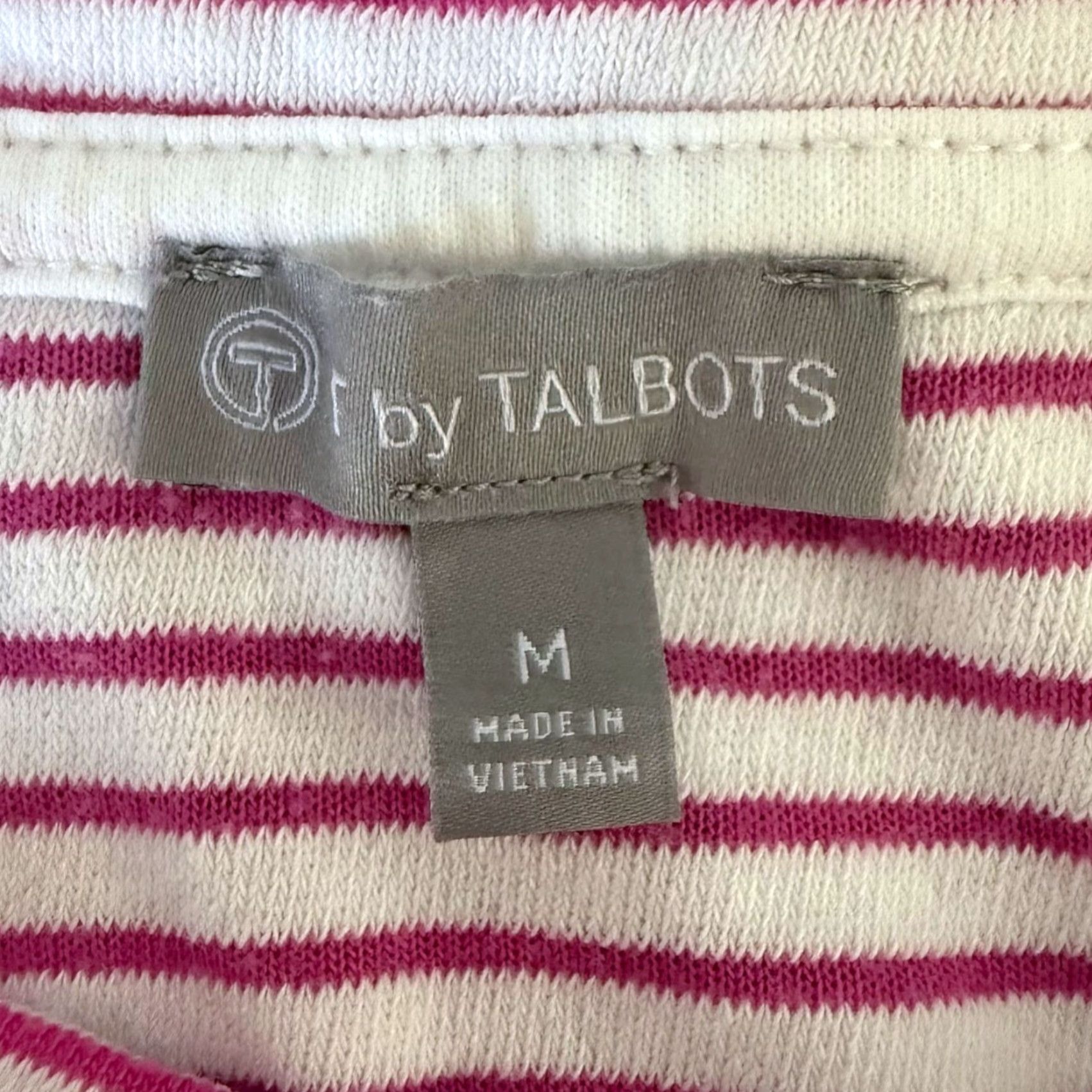 Talbots VINTAGE T By Talbots French Terry Striped T-Shirt Pink & White Women’s Size Medium Size M / US 6-8 / IT 42-44 - 7 Thumbnail